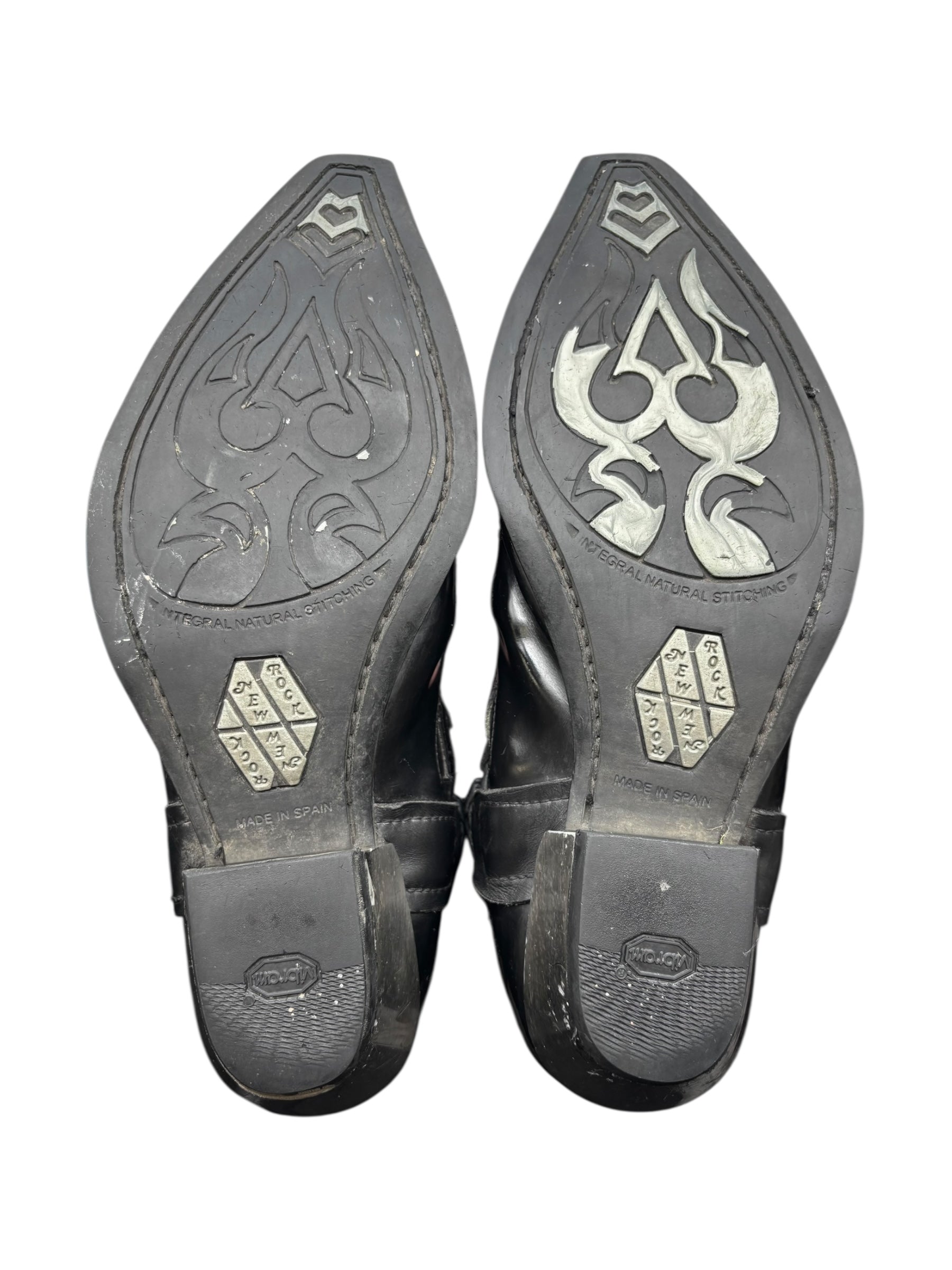 Vintage New Rock black leather cowboy boots size 45