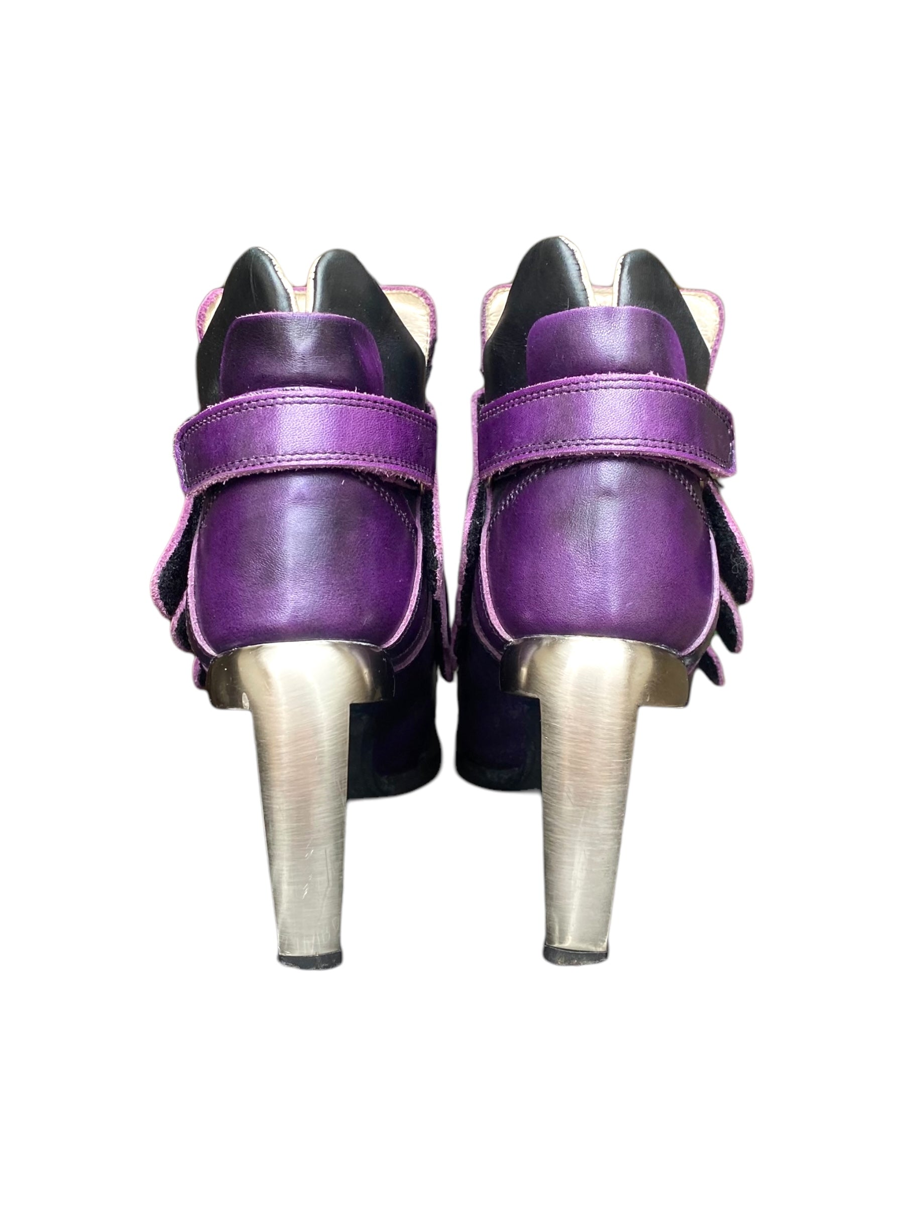 Rare vintage New Rock leather purple heels size 37