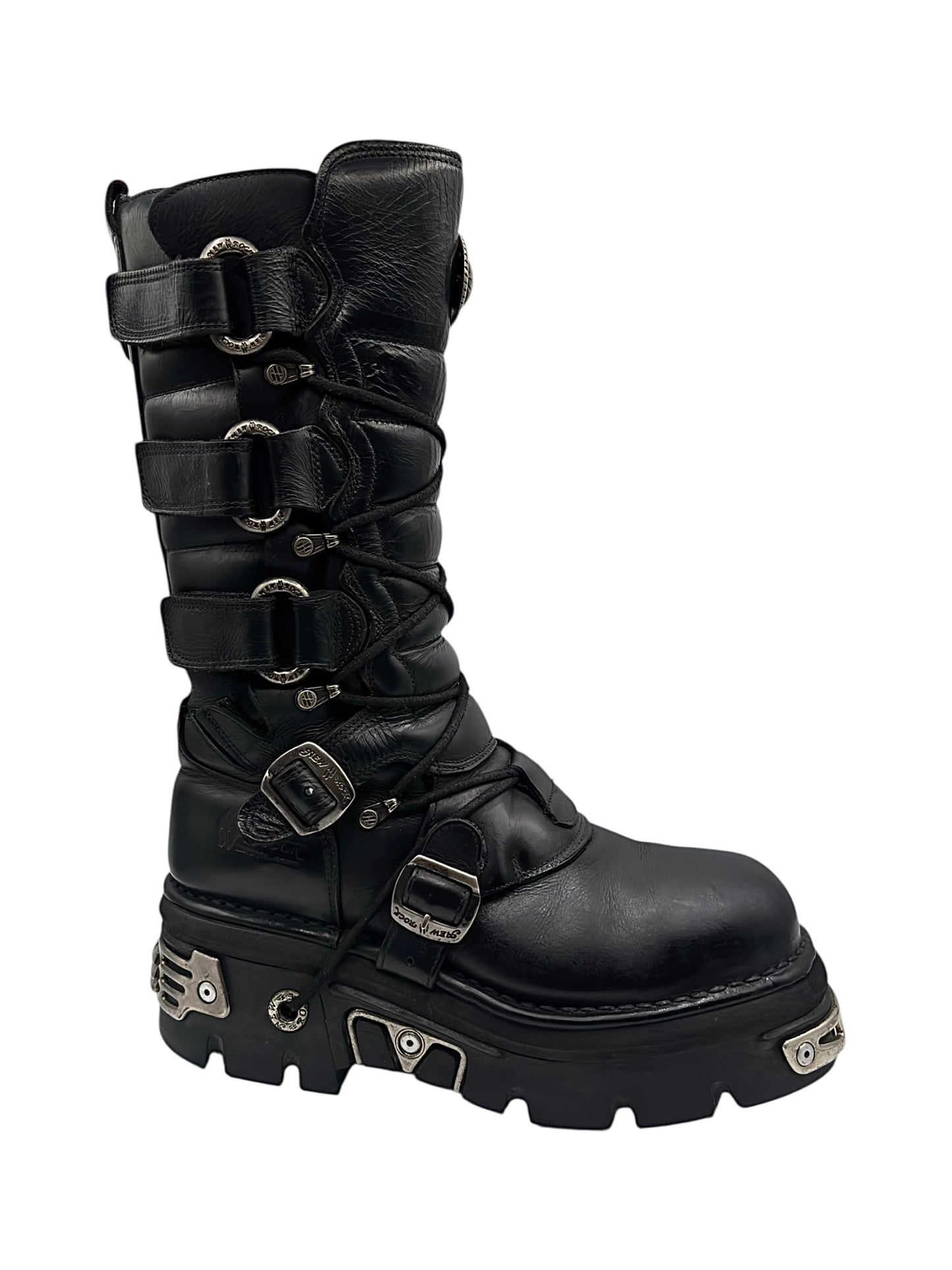 Vintage New Rock knee high reactor leather boots size 44