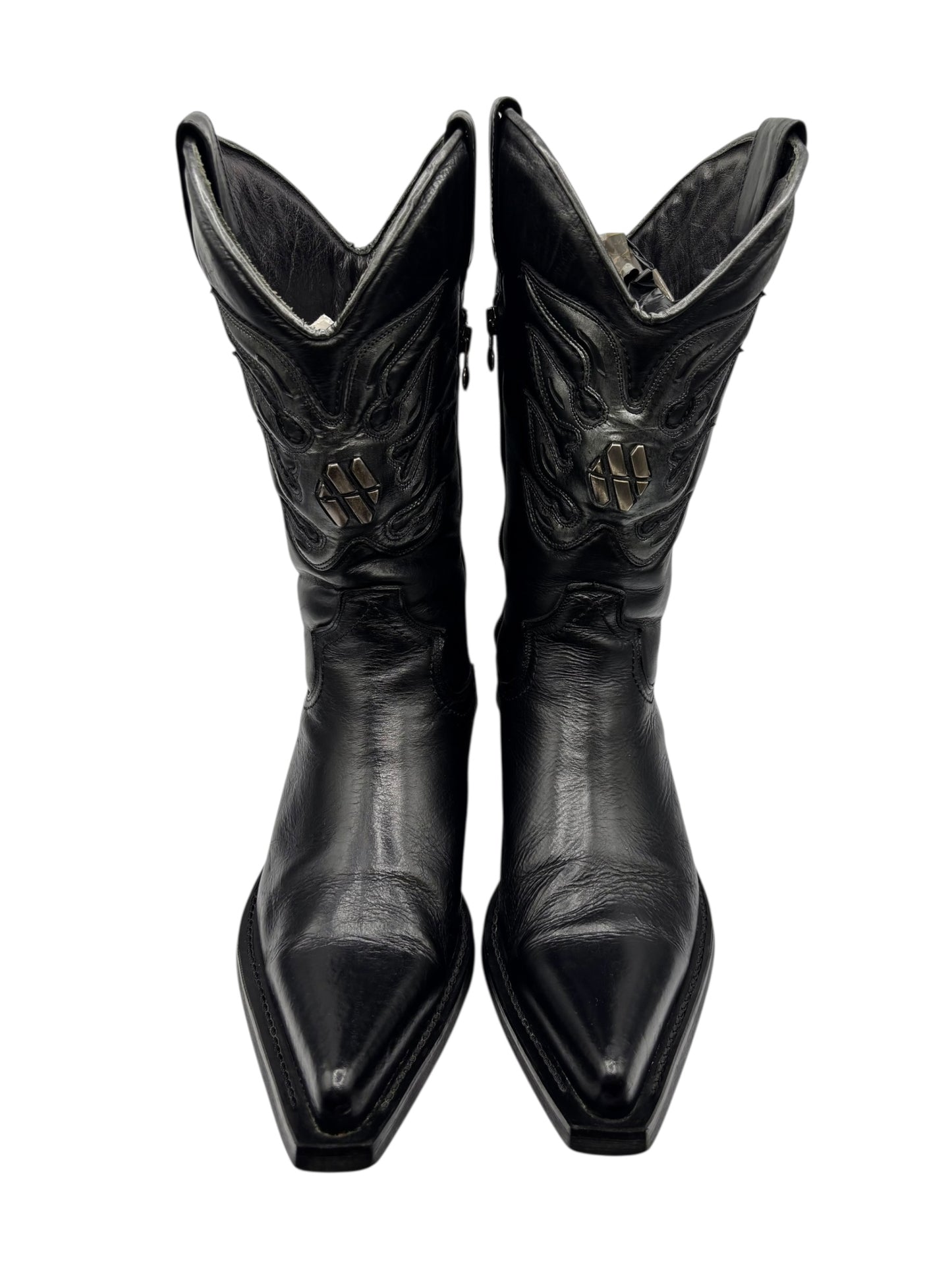 Beautiful vintage New Rock black leather cowboy boots size 44