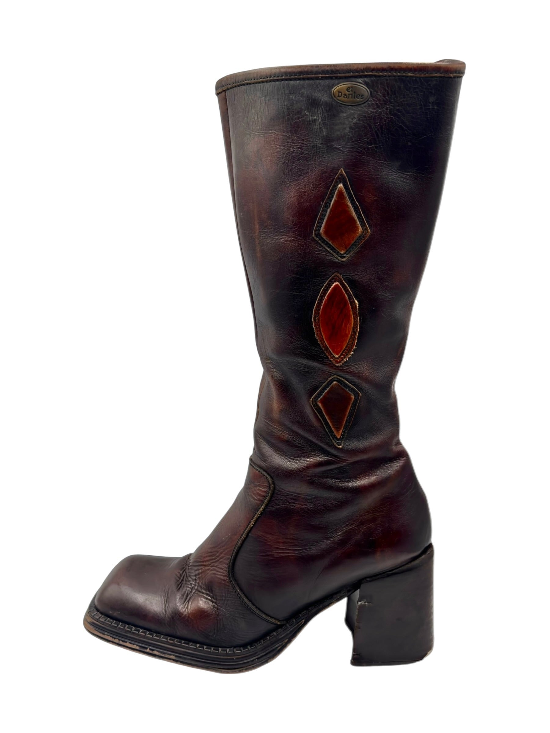 Beautiful vintage El Dantes brown leather boots size 38