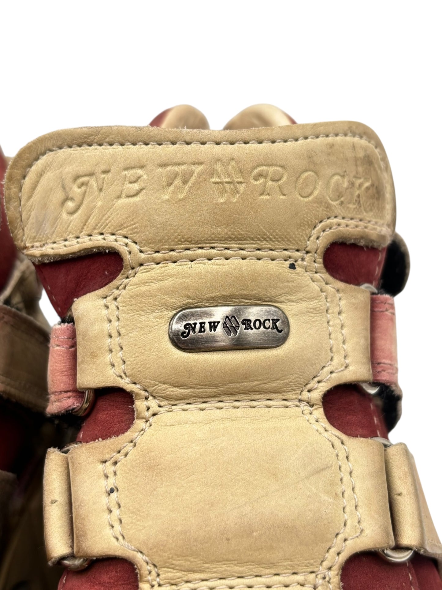 Vintage New Rock beige/red platform boots size 36