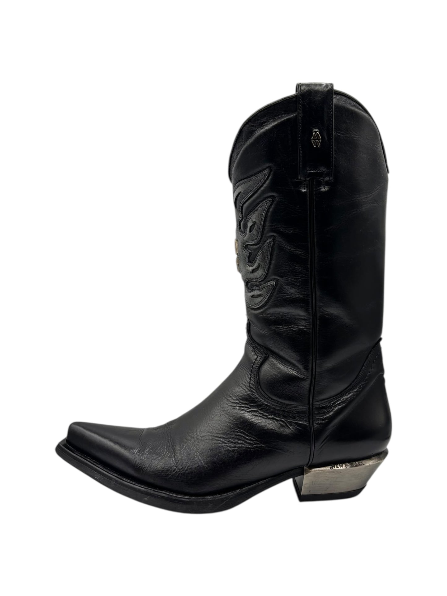 Beautiful vintage New Rock black leather cowboy boots size 44