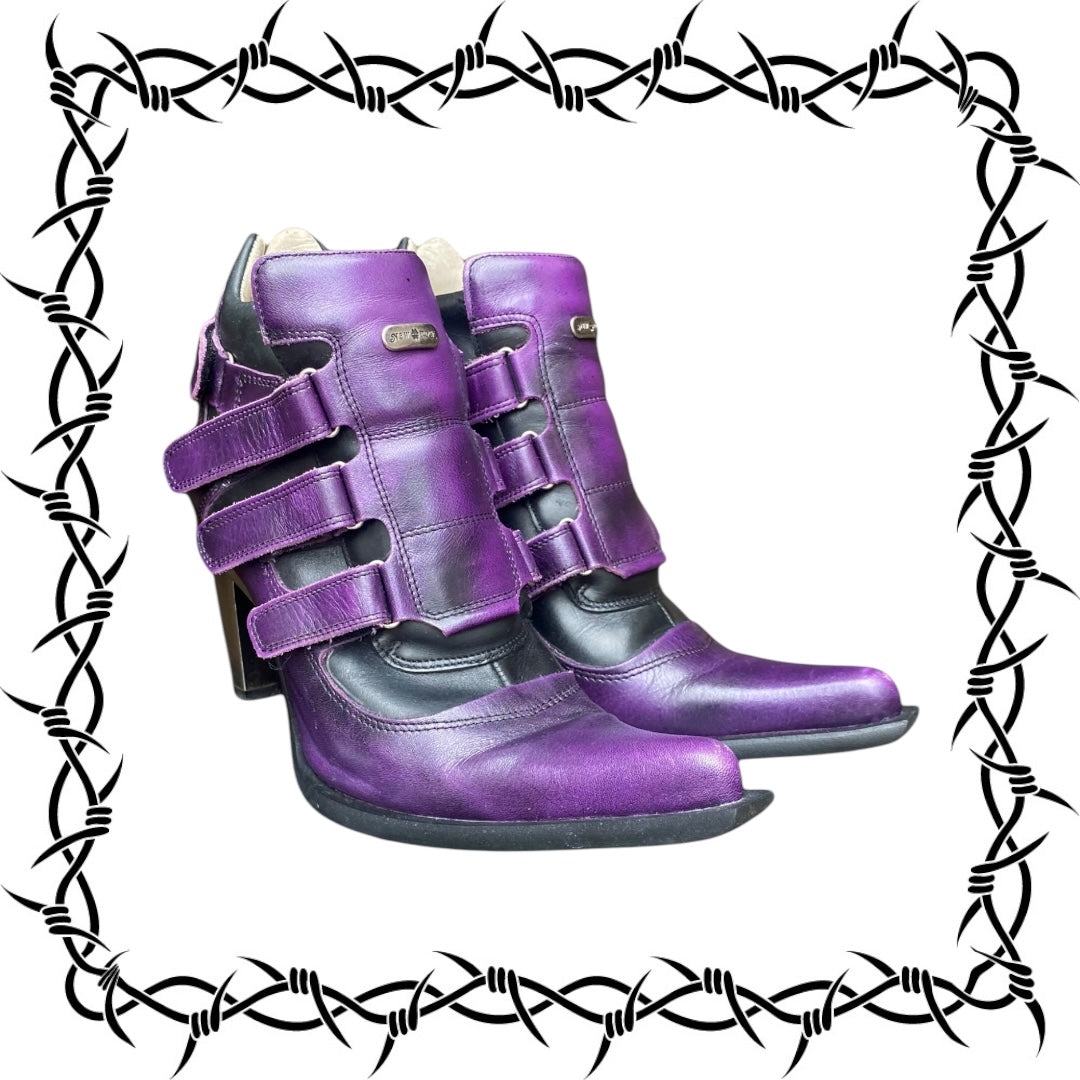 Rare vintage New Rock leather purple heels size 37