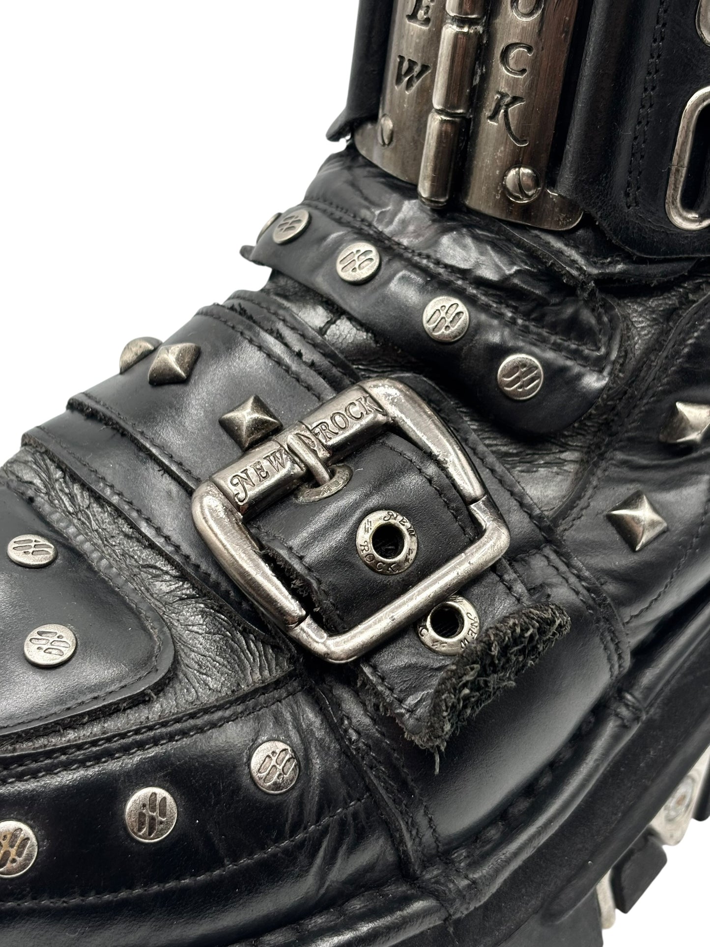 Vintage New Rock studded platform leather boots