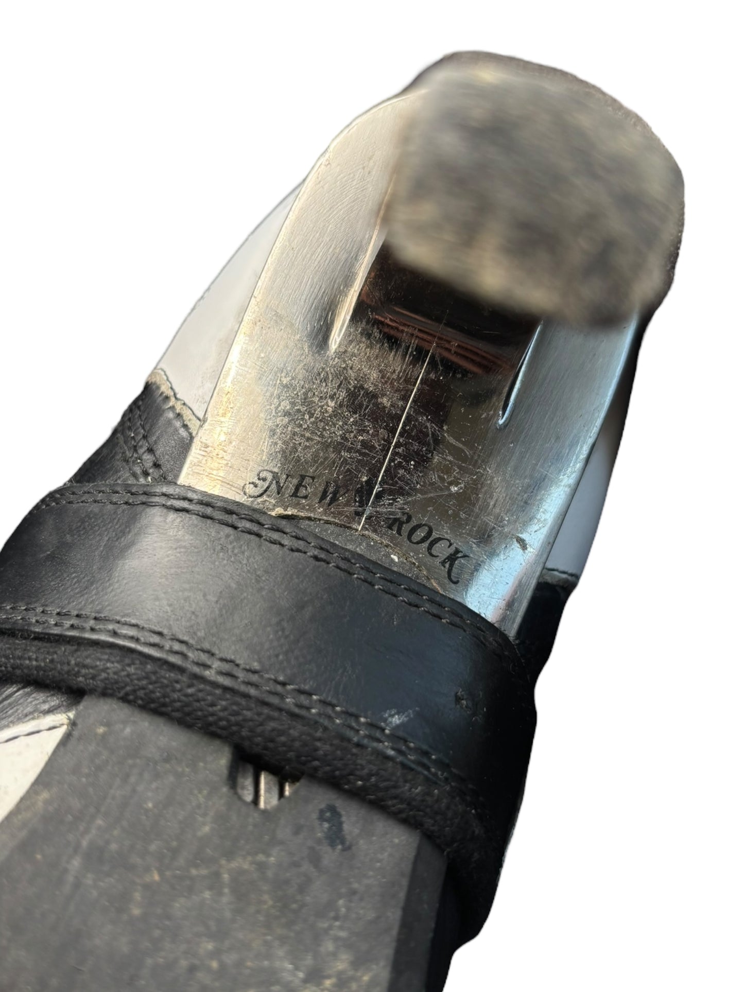 Vintage New Rock white flame pointy biker heels size 36