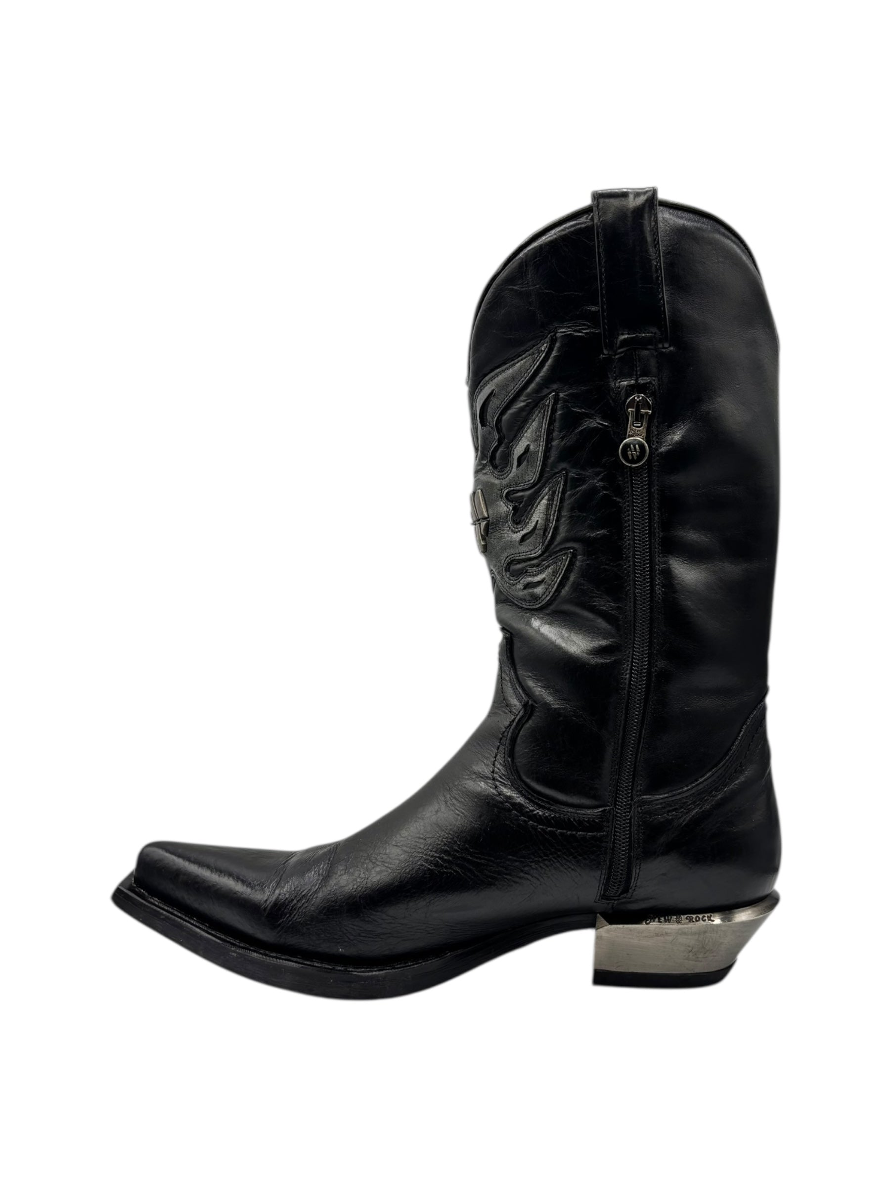 Beautiful vintage New Rock black leather cowboy boots size 44