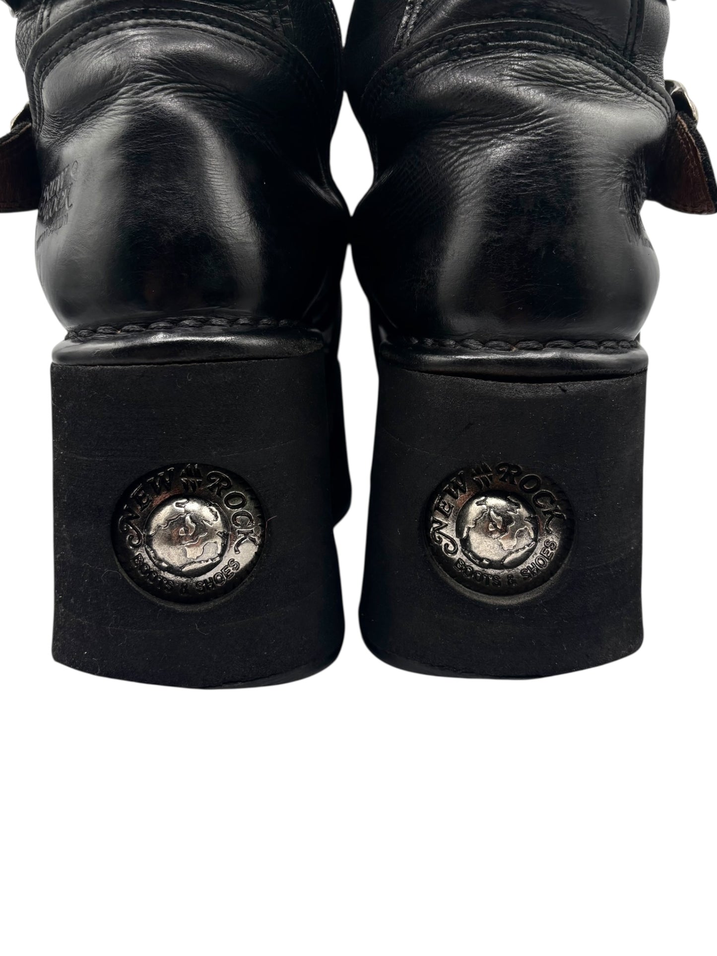 Vintage 90s New Rock mid-calf leather Neptuno platform boots size 40