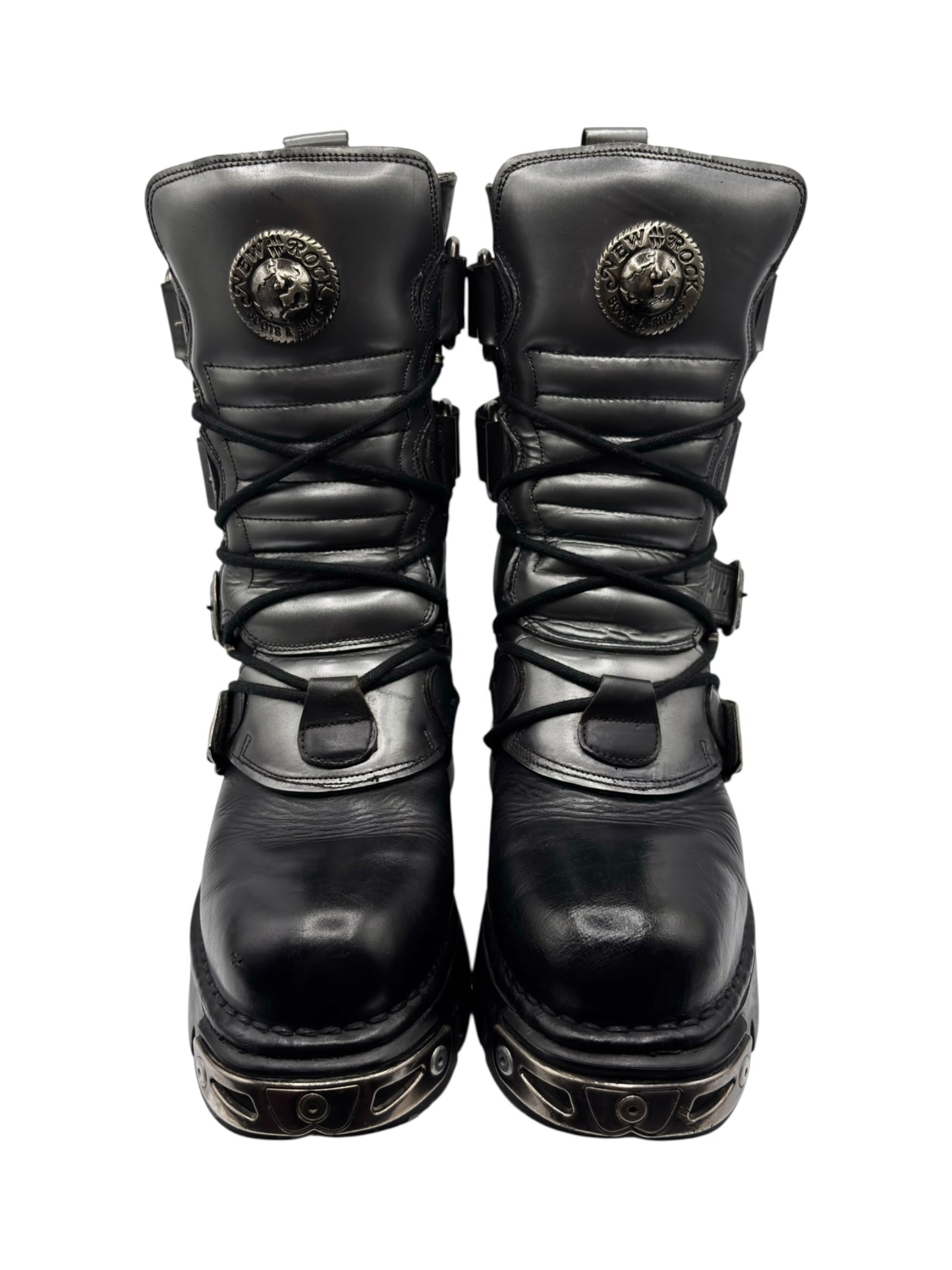 Vintage New Rock grey mid-calf reactor leather boots