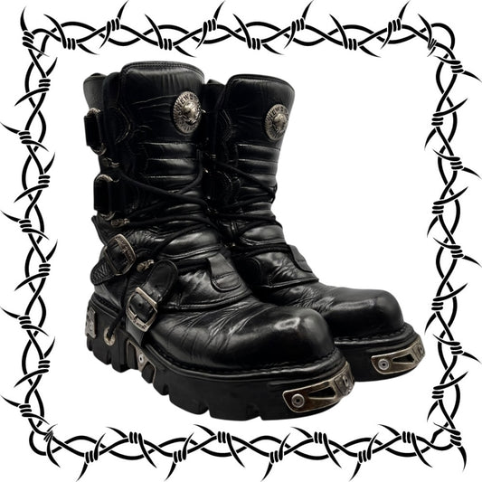 Vintage New Rock mid-calf leather reactor boots size 43