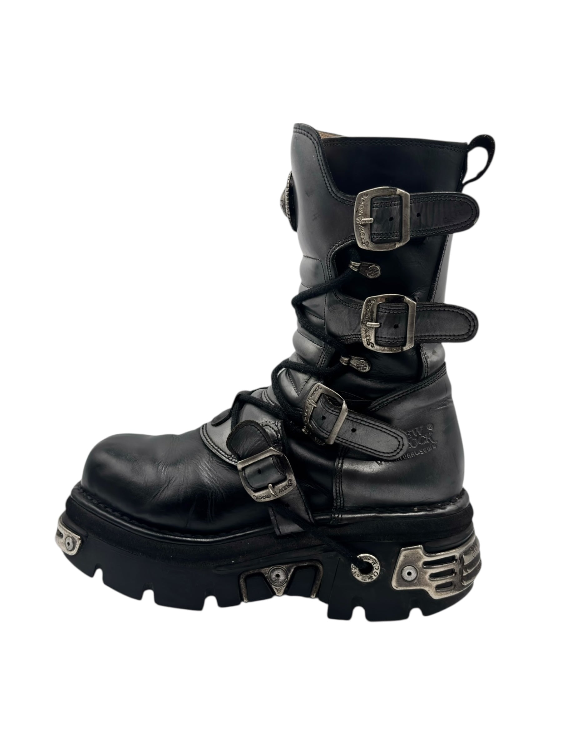 Vintage New Rock grey mid-calf leather reactor boots size 42