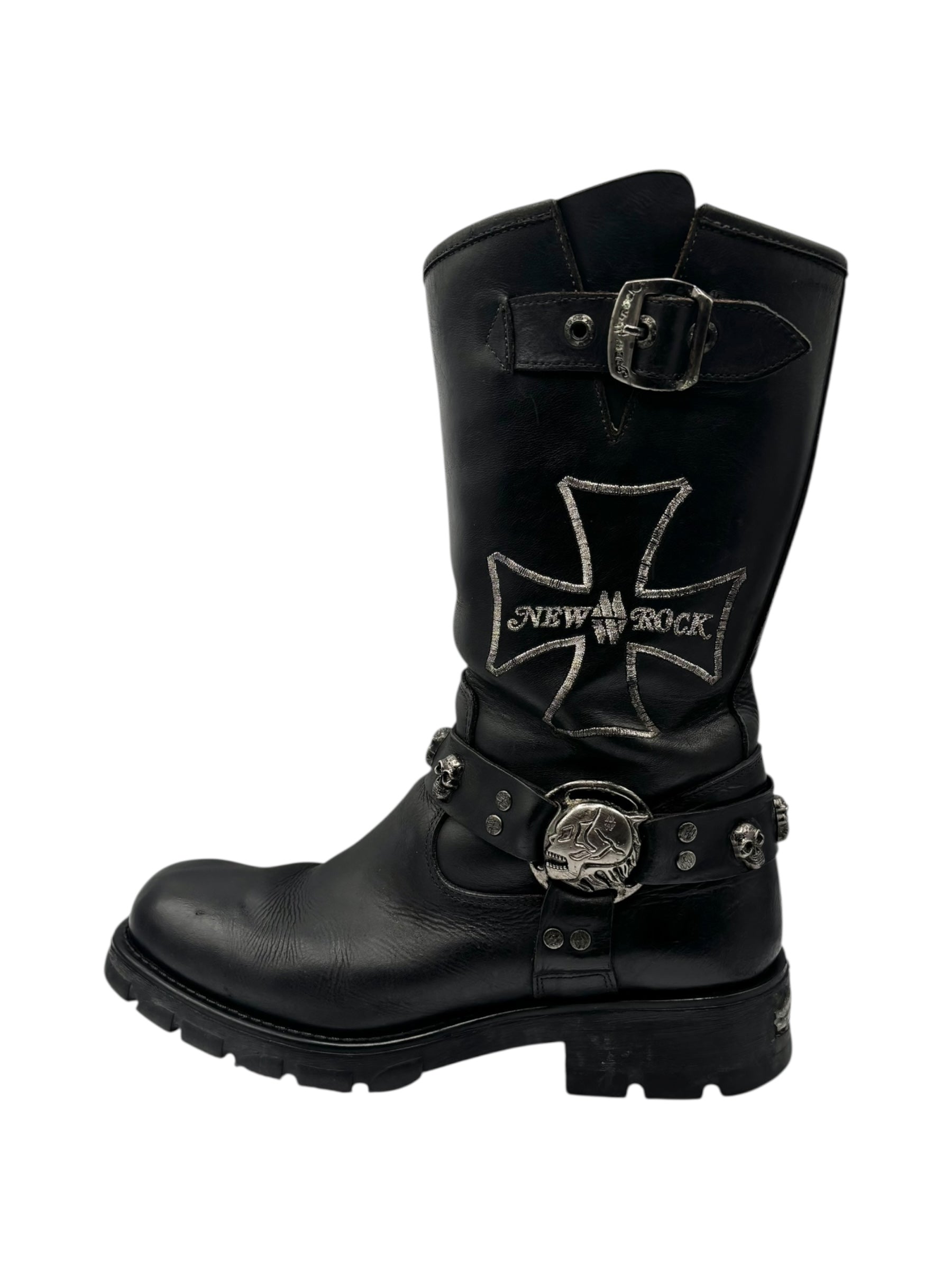 Vintage New Rock leather biker boots size 44