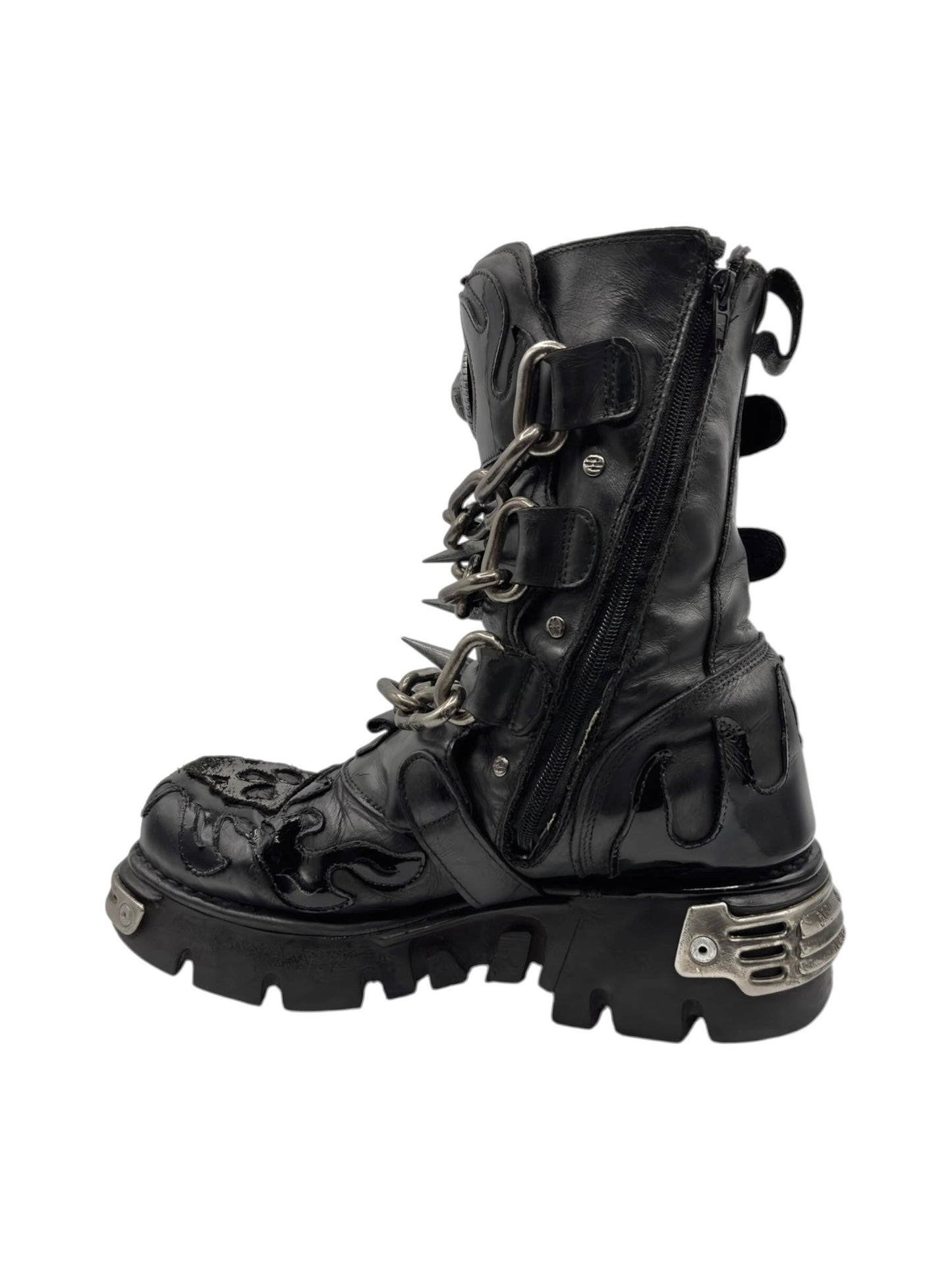 Vintage New Rock chained skull leather boots