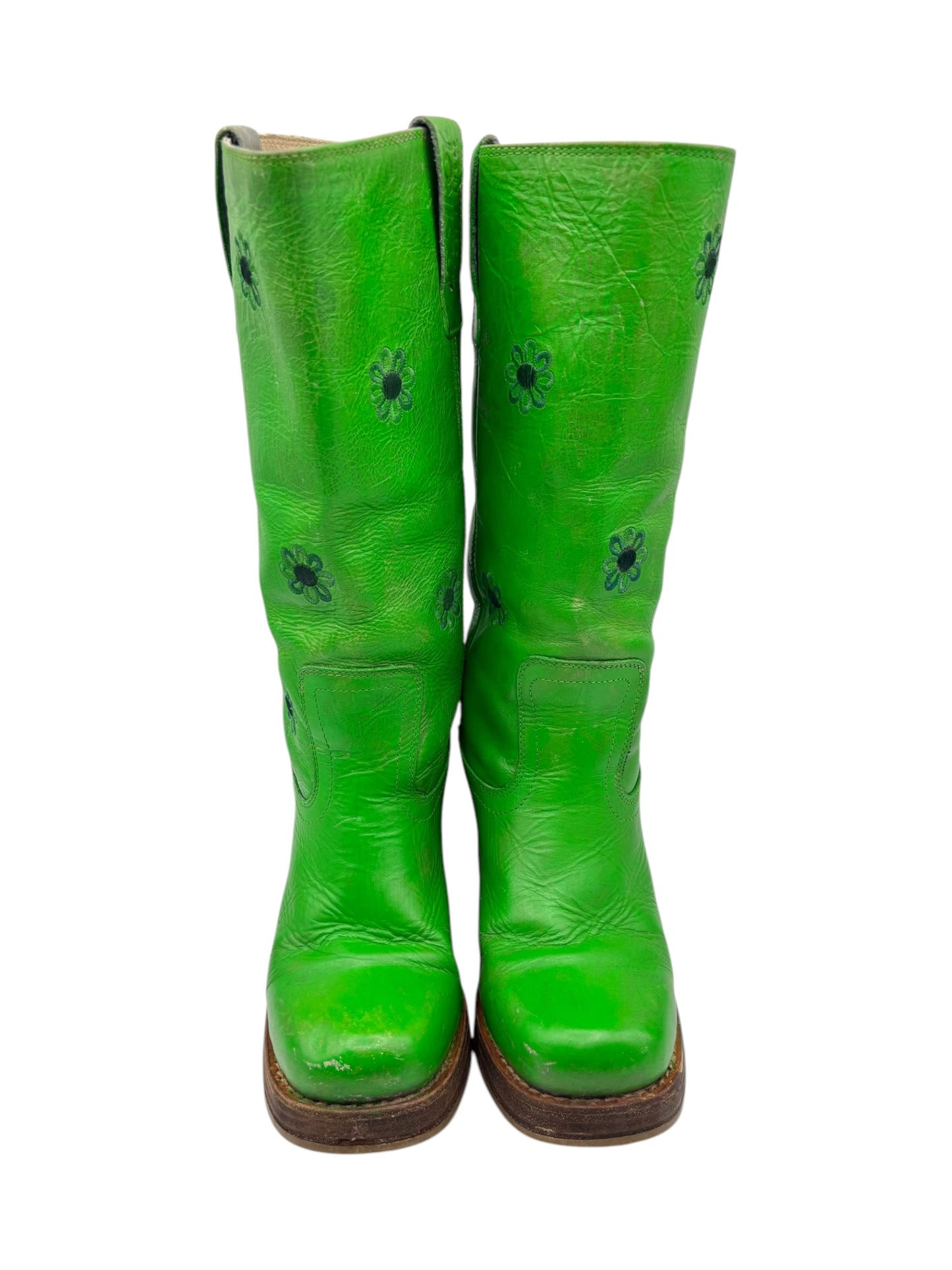 Vintage Destroy green leather boots size 37