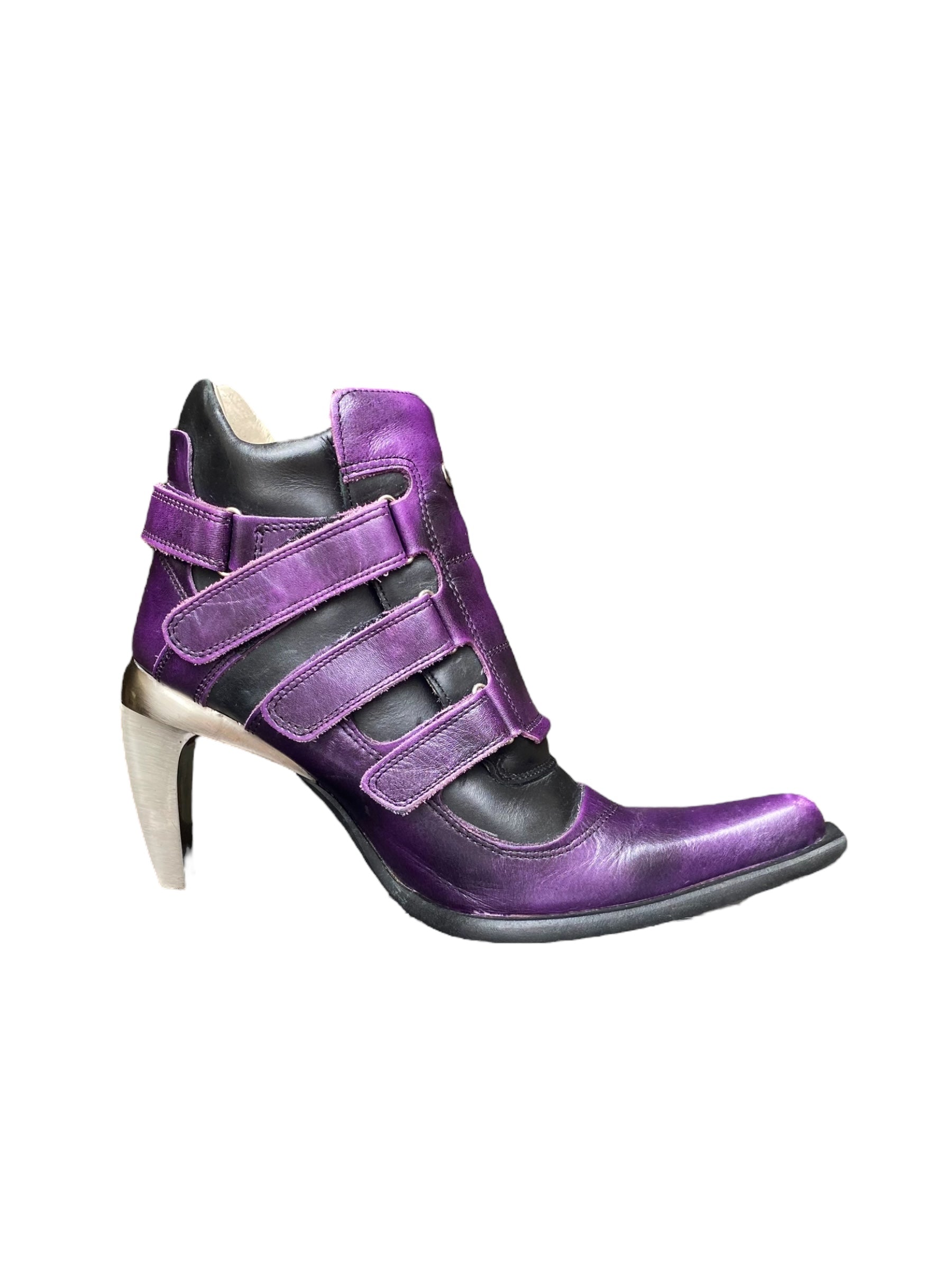 Rare vintage New Rock leather purple heels size 37