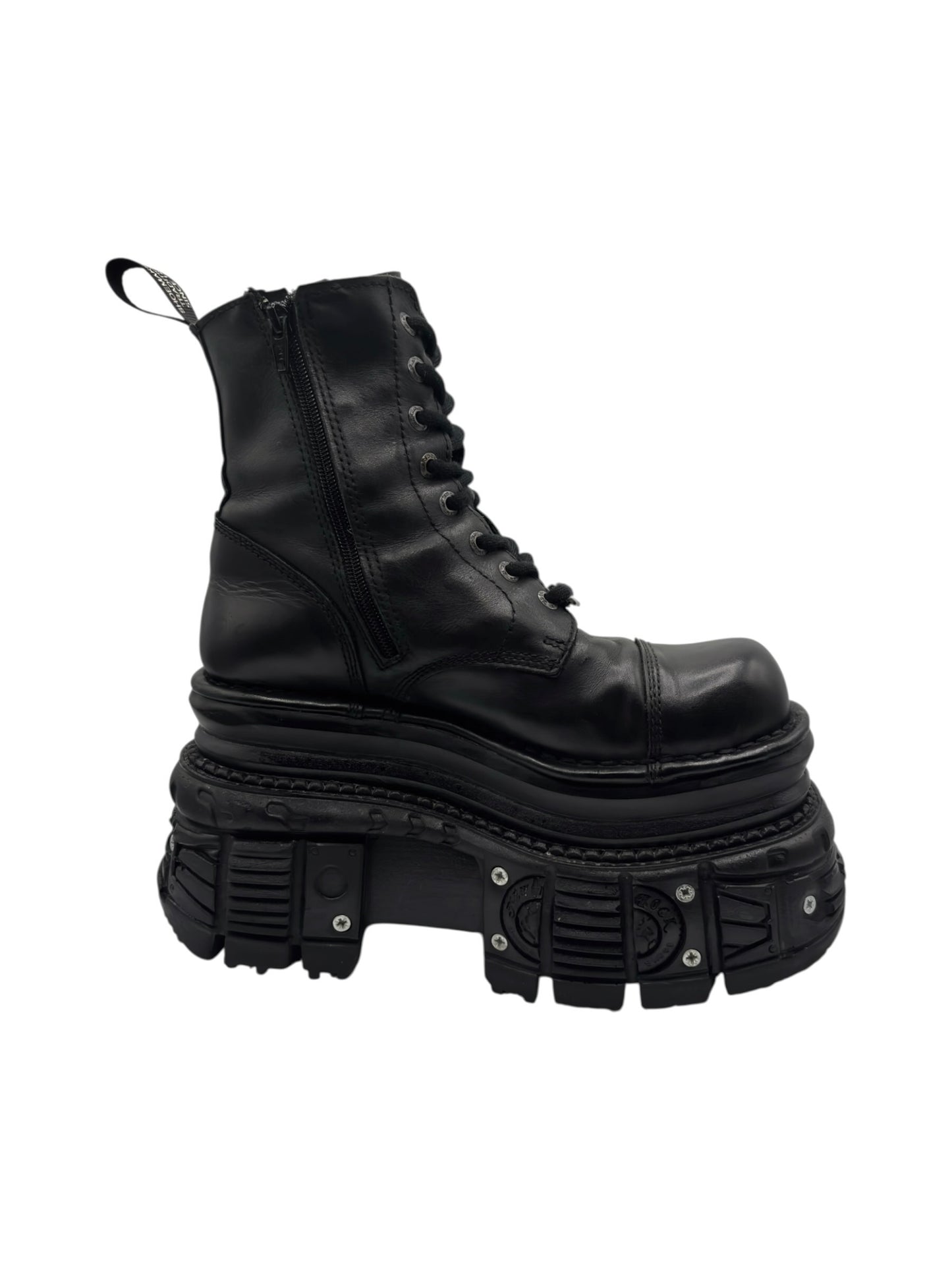 New Rock mega platform techno leather boots