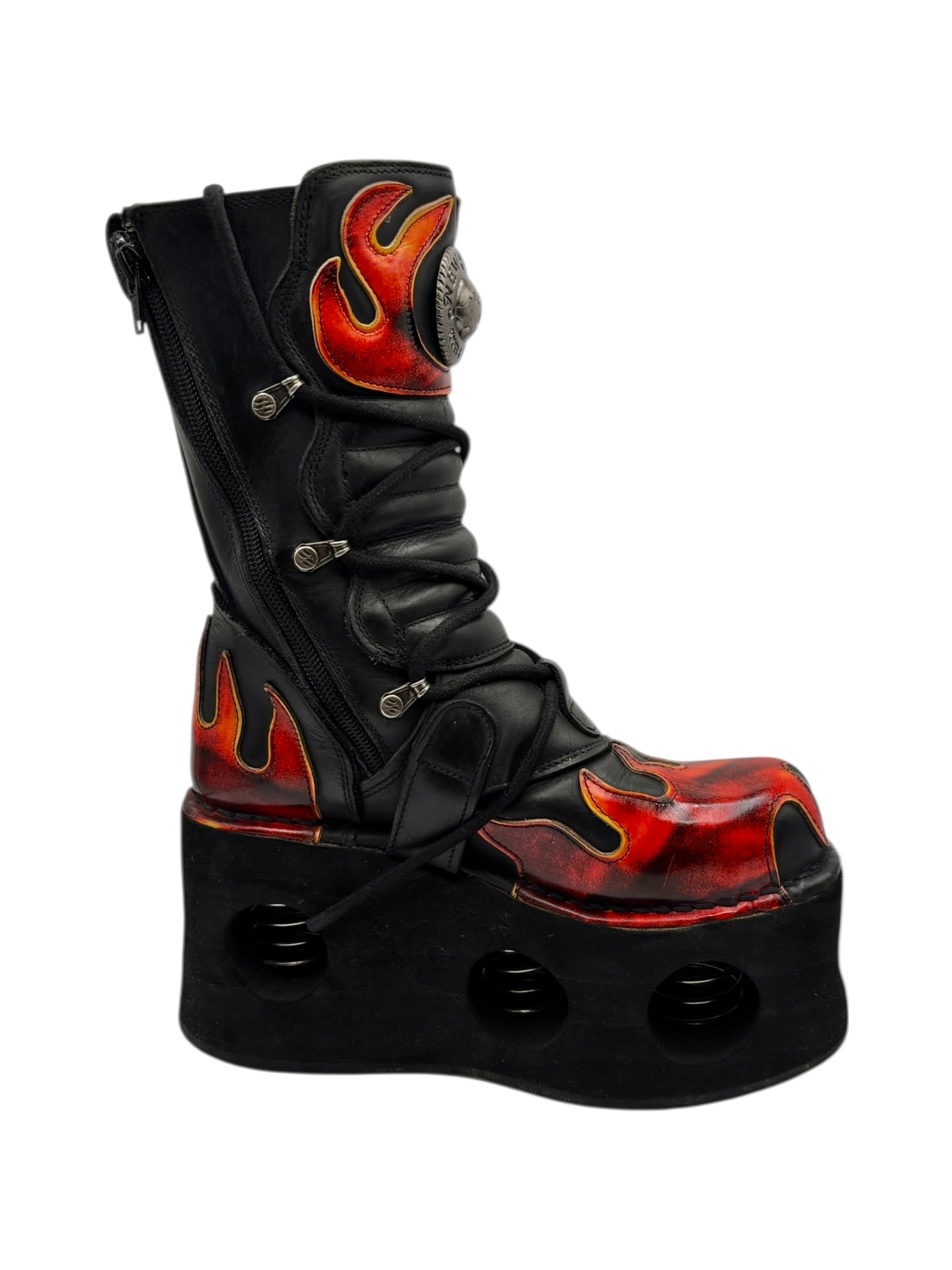 Vintage 90s New Rock flame neptuno platform boots size 38