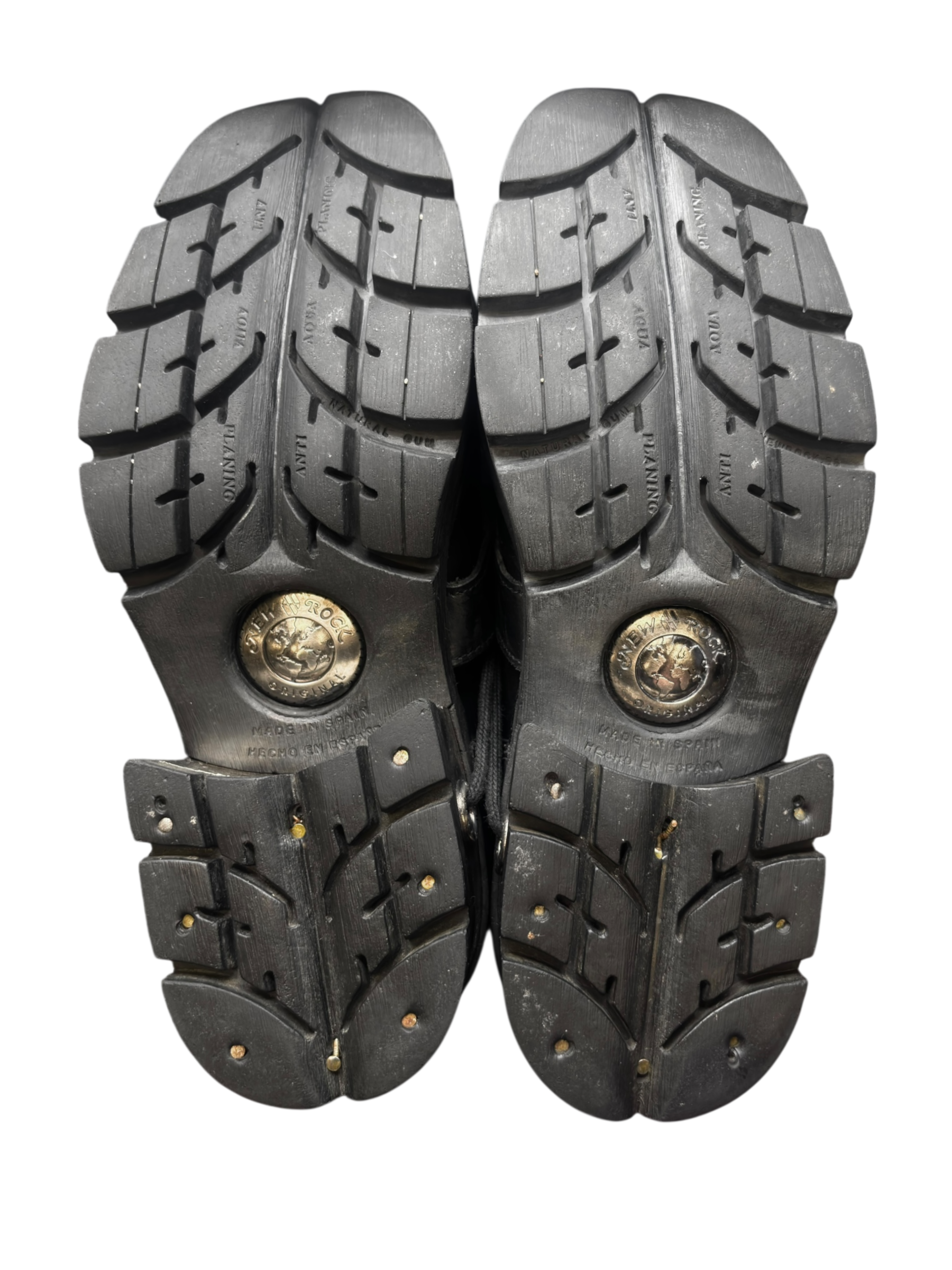 Vintage New Rock leather raised-heel buckle boots size 45