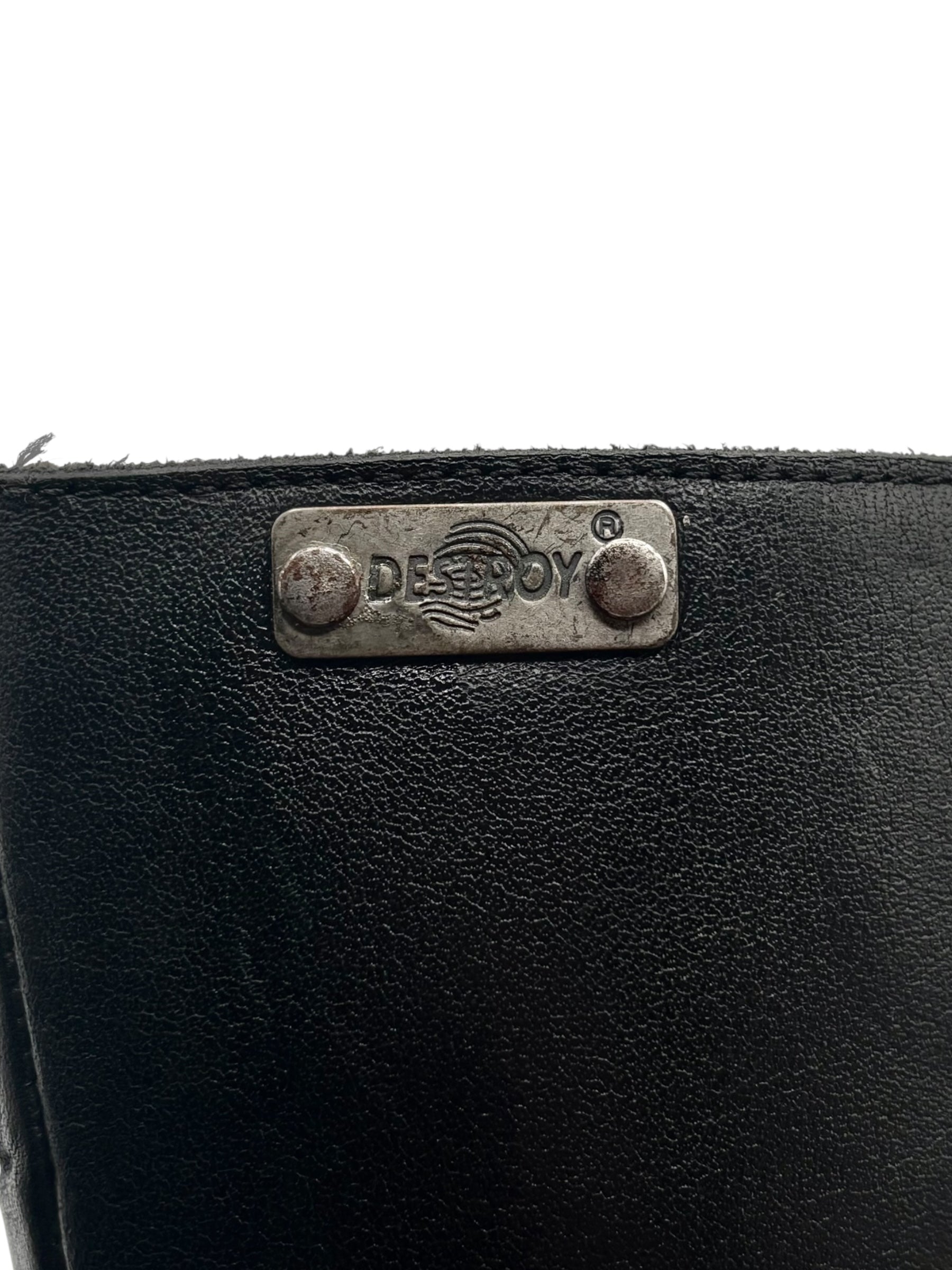 Beautiful vintage 90s Destroy knee high black block platform boots size 38