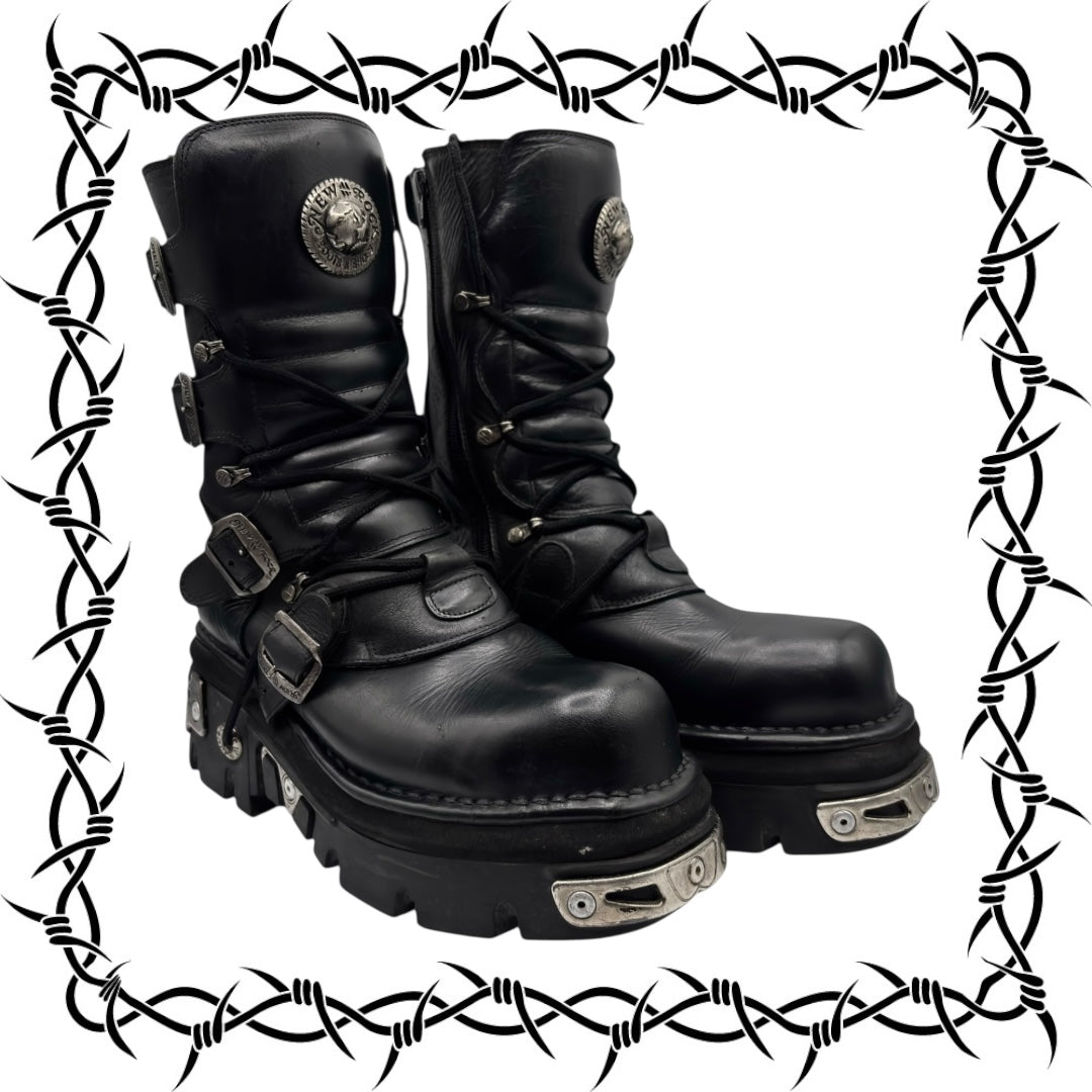 Vintage New Rock mid-calf reactor leather boots size 42