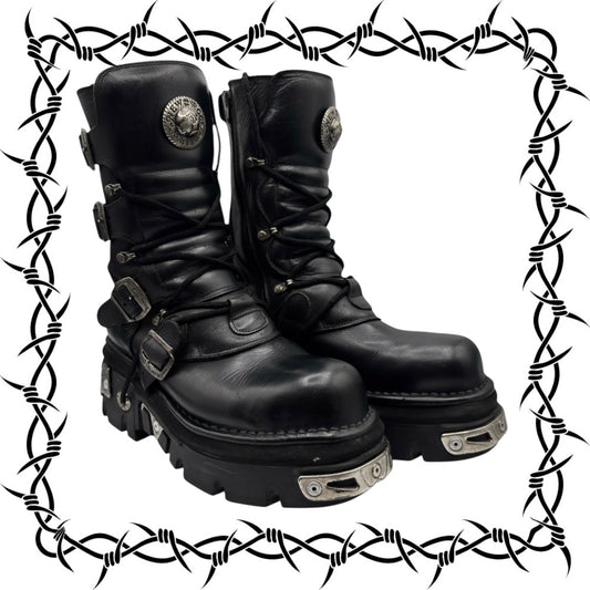 Vintage New Rock mid-calf reactor leather boots size 42
