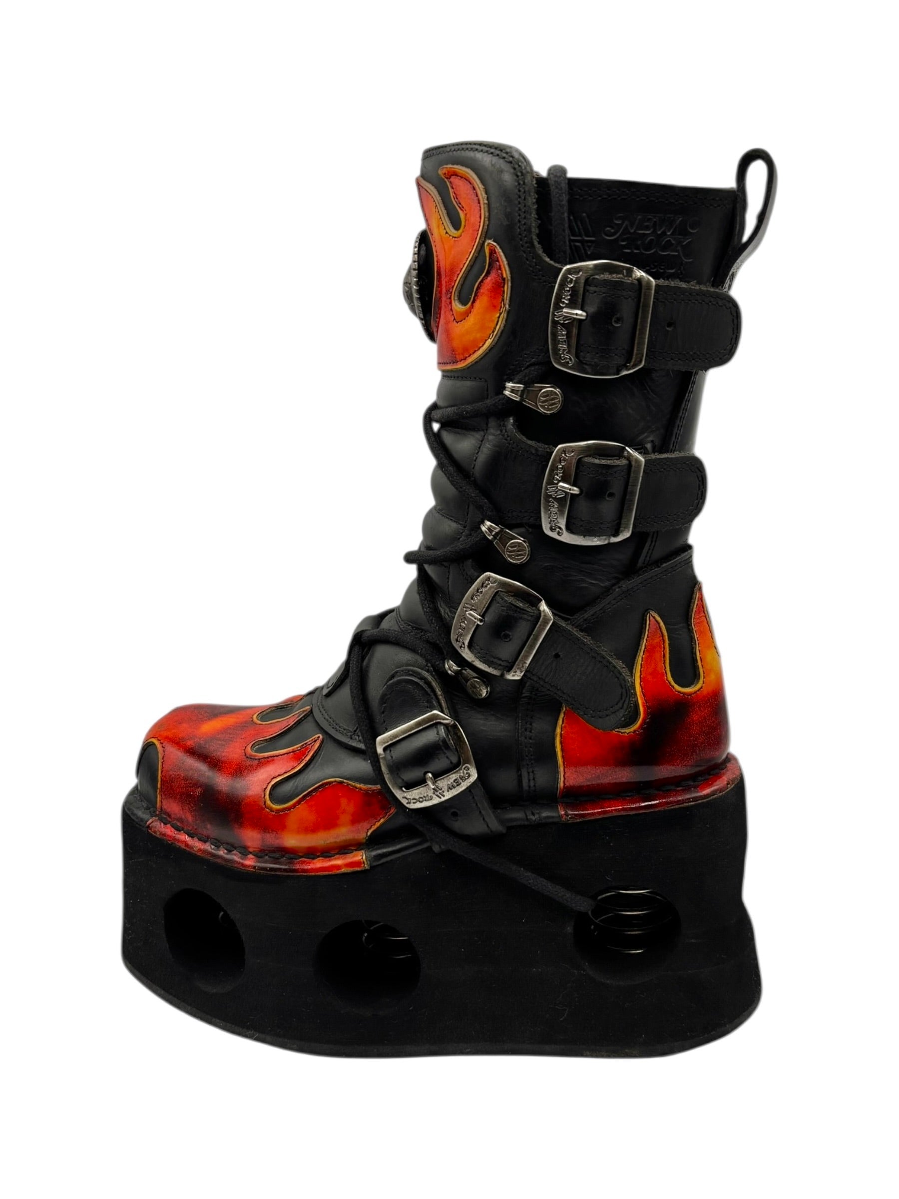 Vintage 90s New Rock flame neptuno platform boots size 38