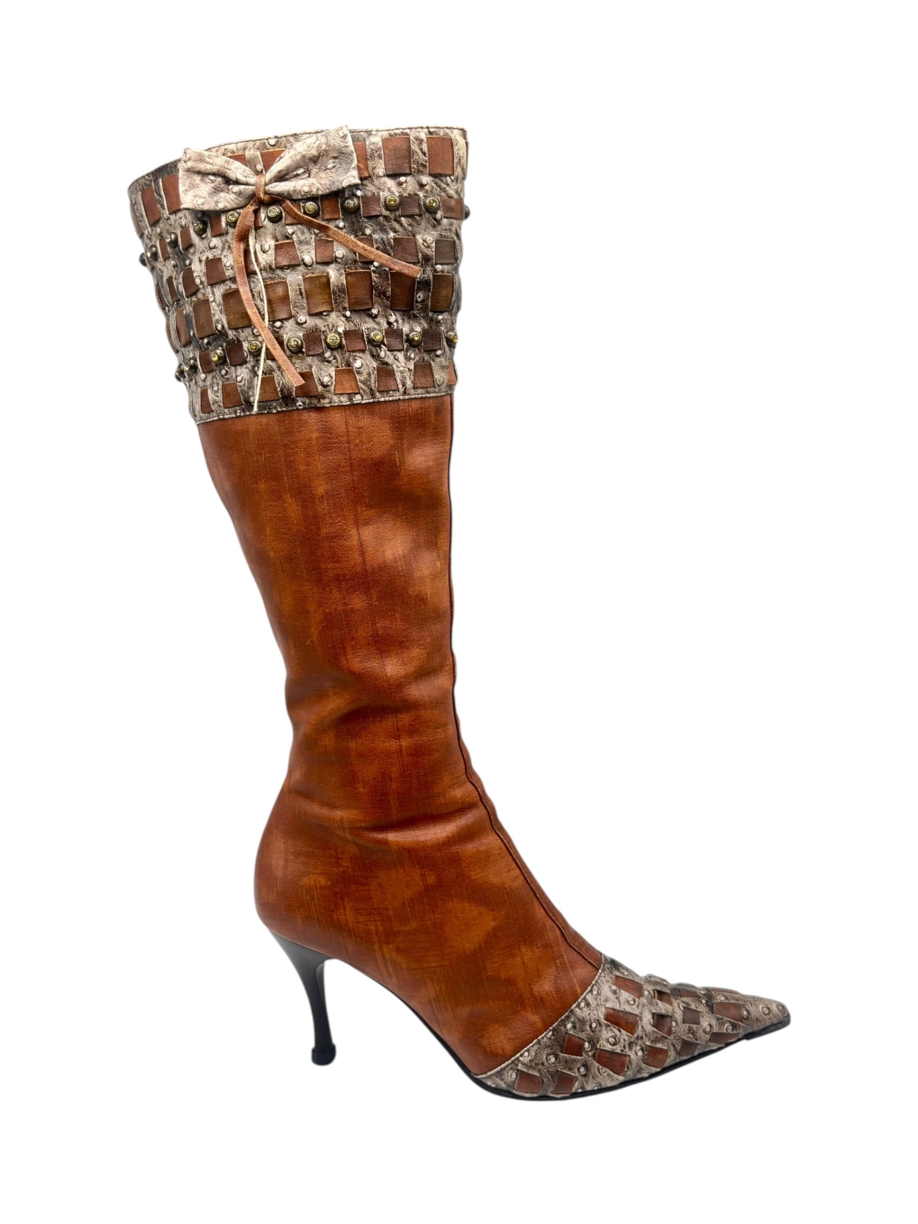 Knee high brown leather boots size 38