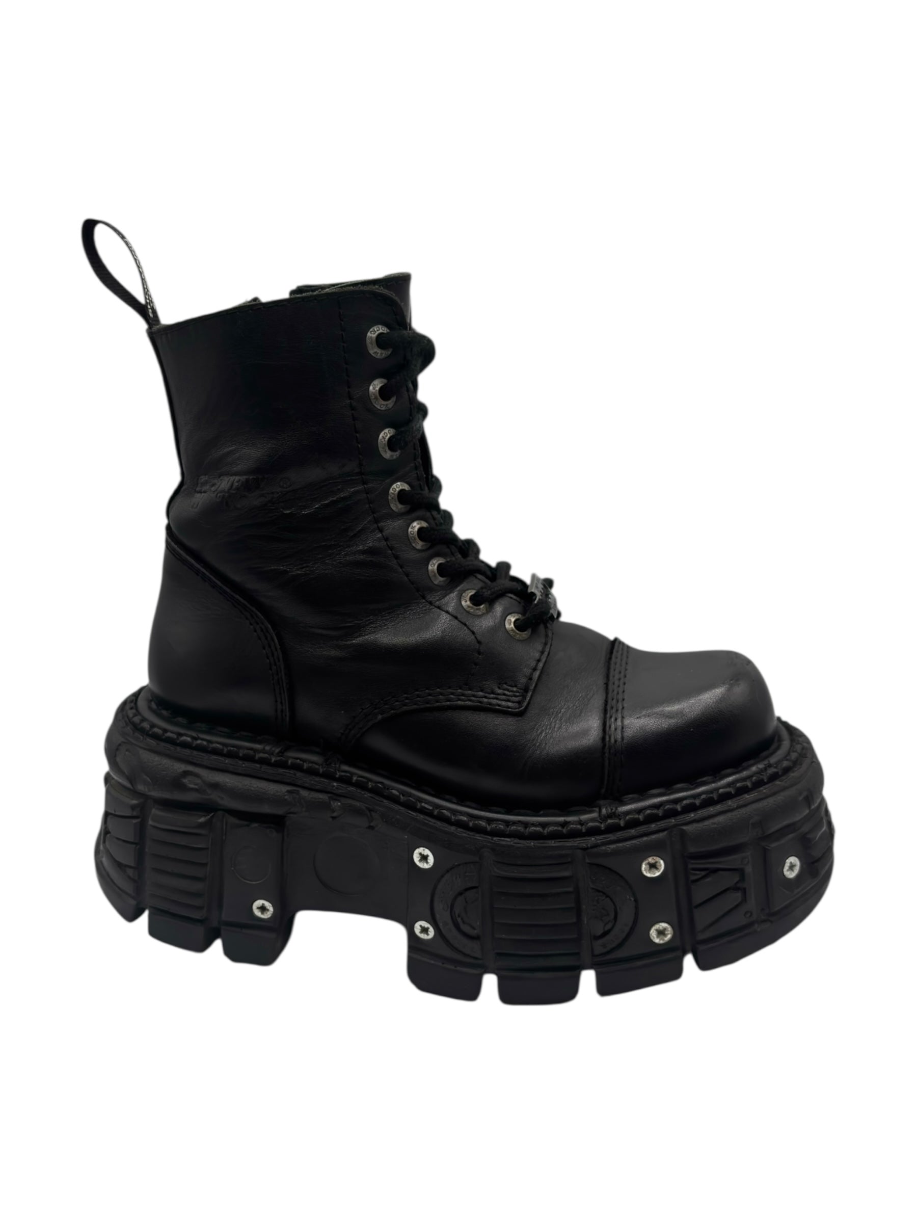 New Rock techno lace-up leather platform boots size 36