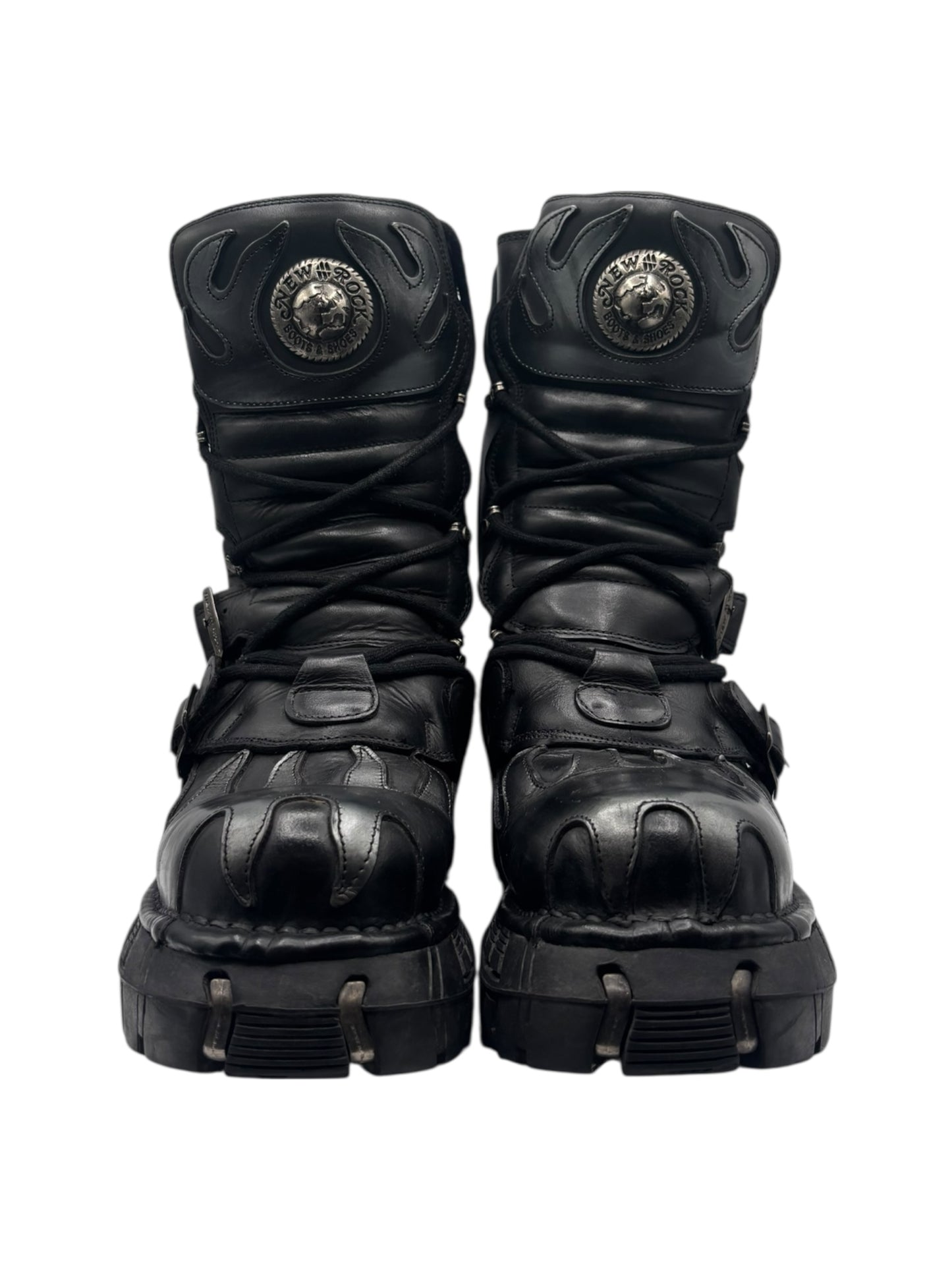 Vintage New Rock grey flame trailer platform boots size 42