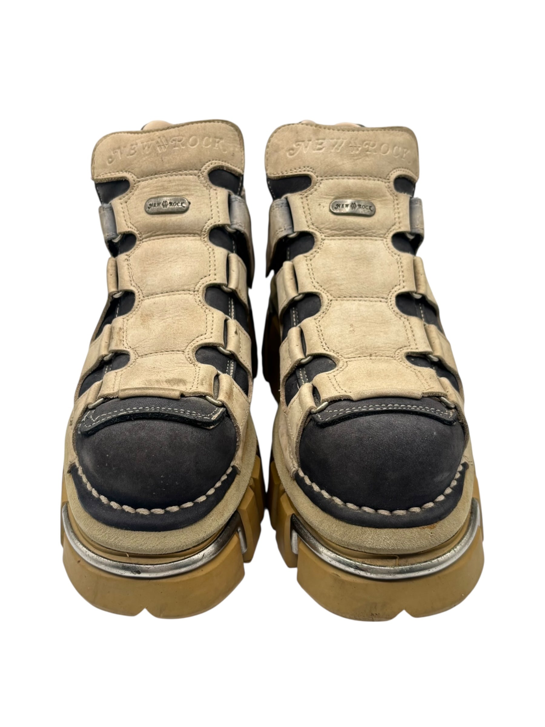 New Rock beige/black platform boots size 38