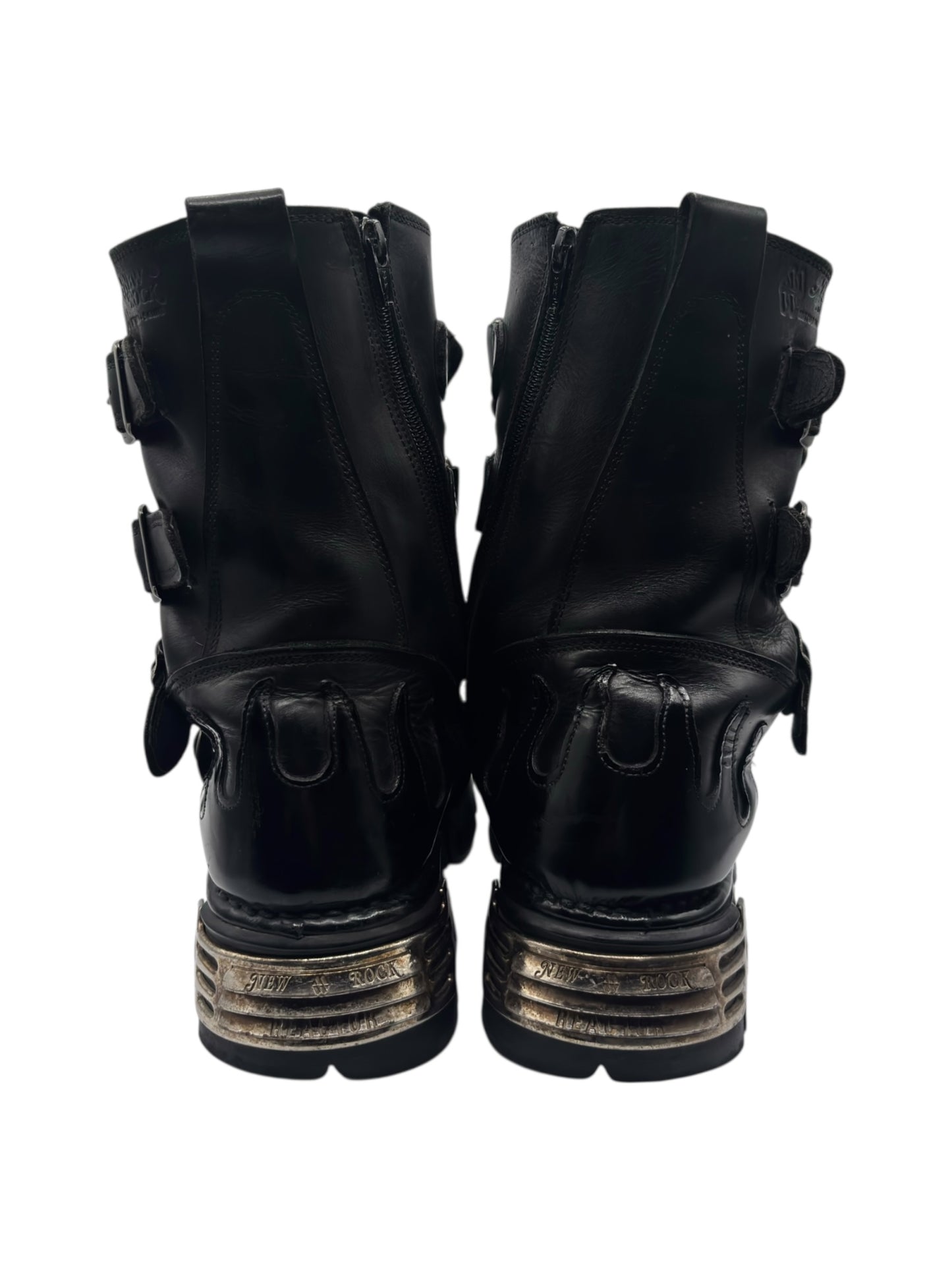 Vintage New Rock chained skull leather boots