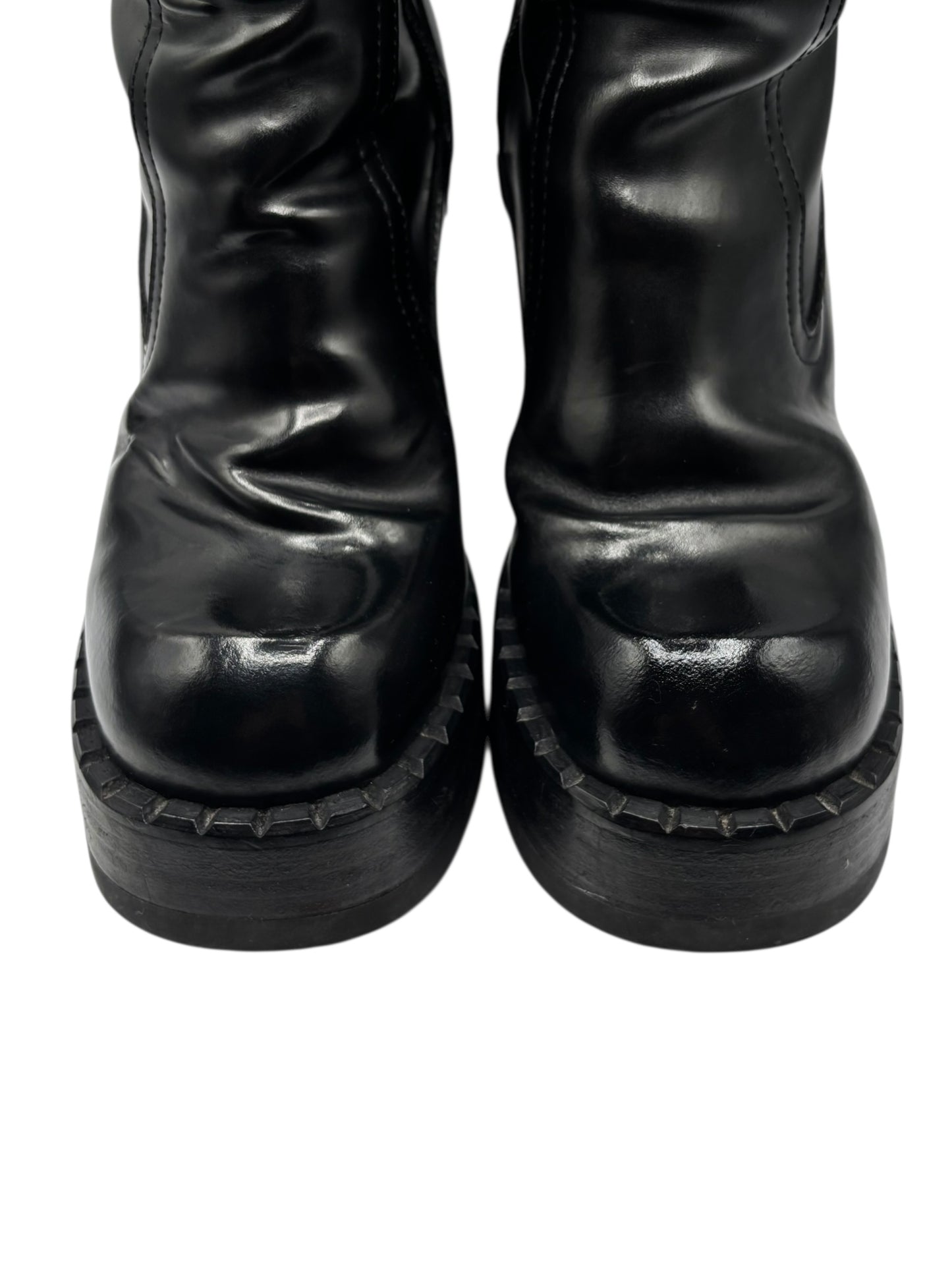 Vintage Destroy block platform knee high boots size 38