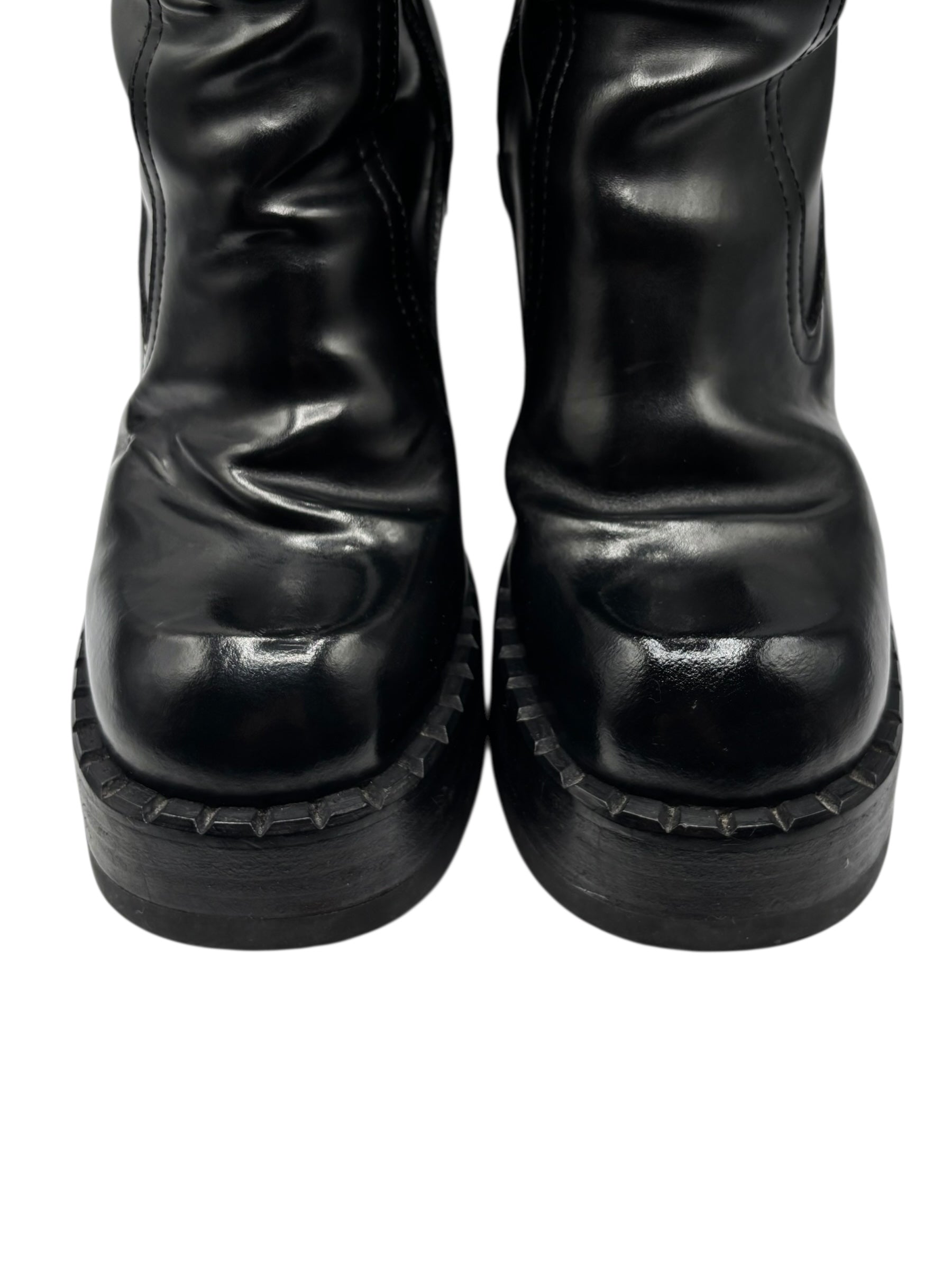 Vintage Destroy block platform knee high boots size 38