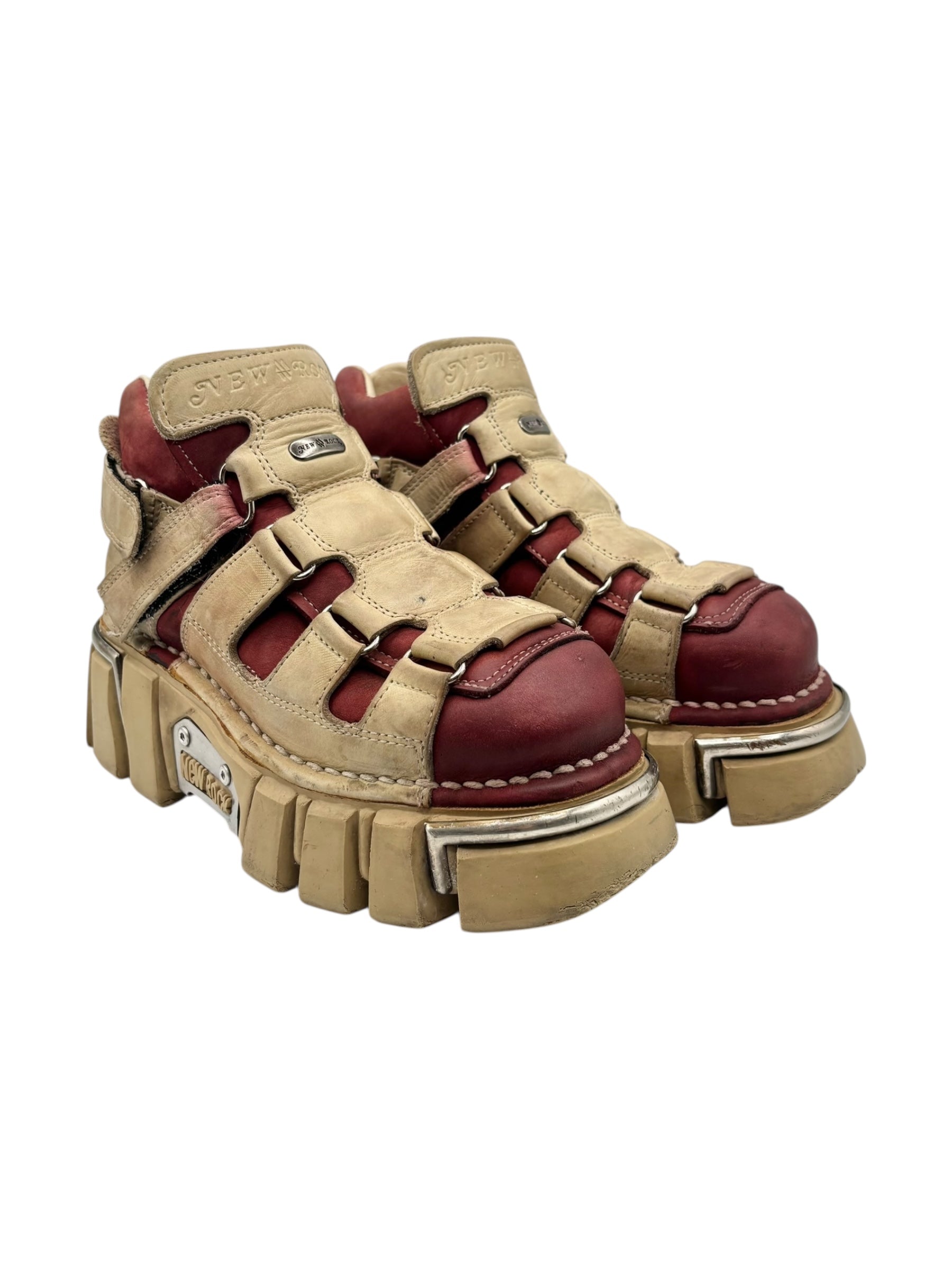 Vintage New Rock beige/red platform boots size 36