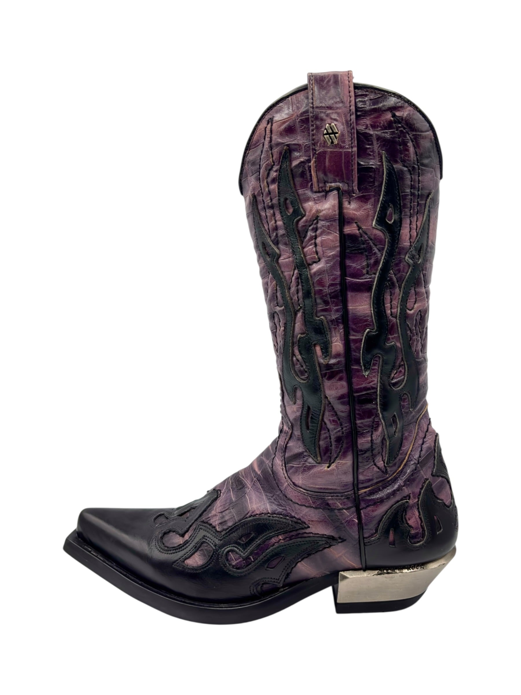 Vintage New Rock purple flame cowboy boots size 37