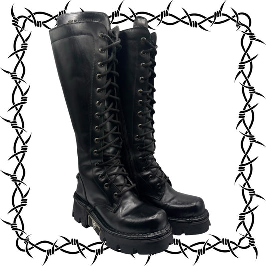 Vintage New Rock leather knee-high leather boots size 38