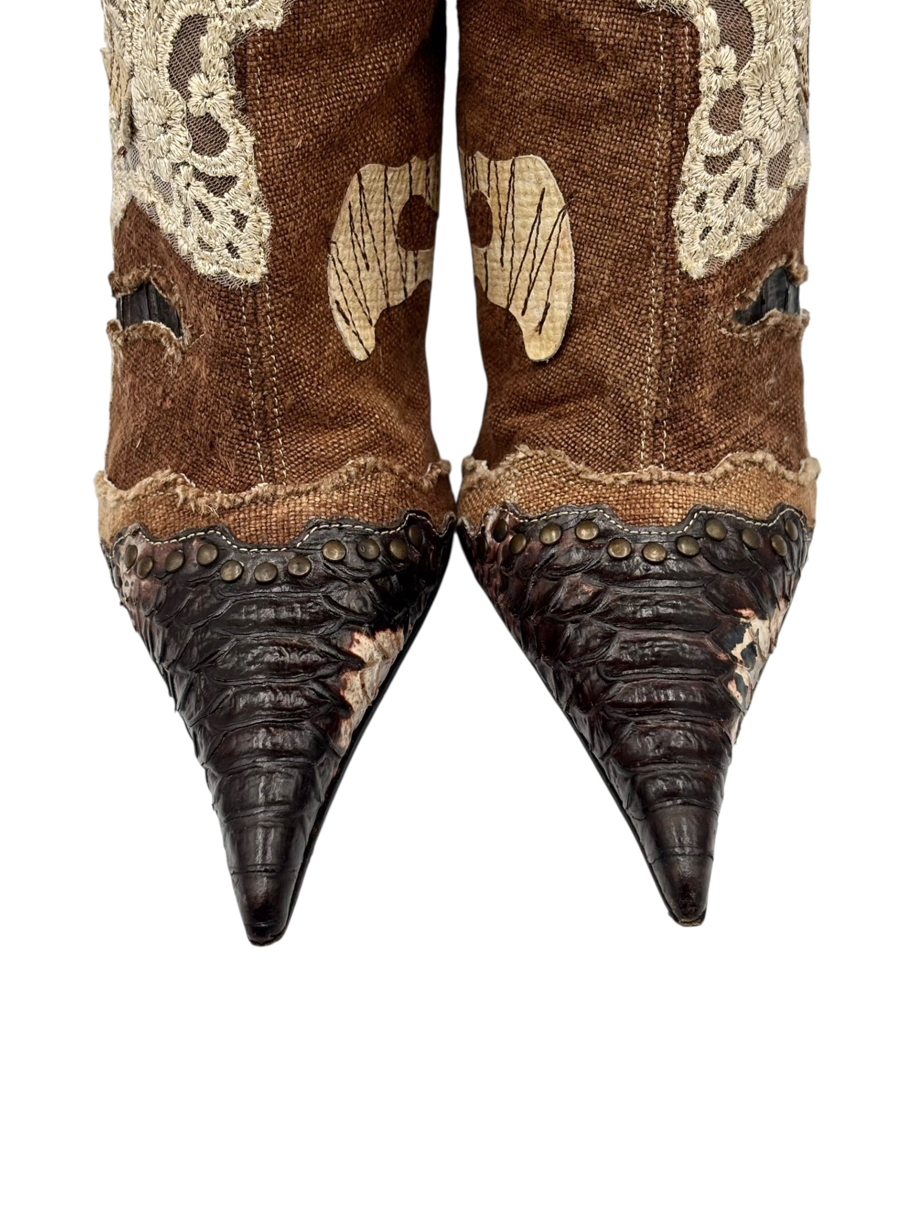 Vintage El Dantes knee high patterned boots size 37