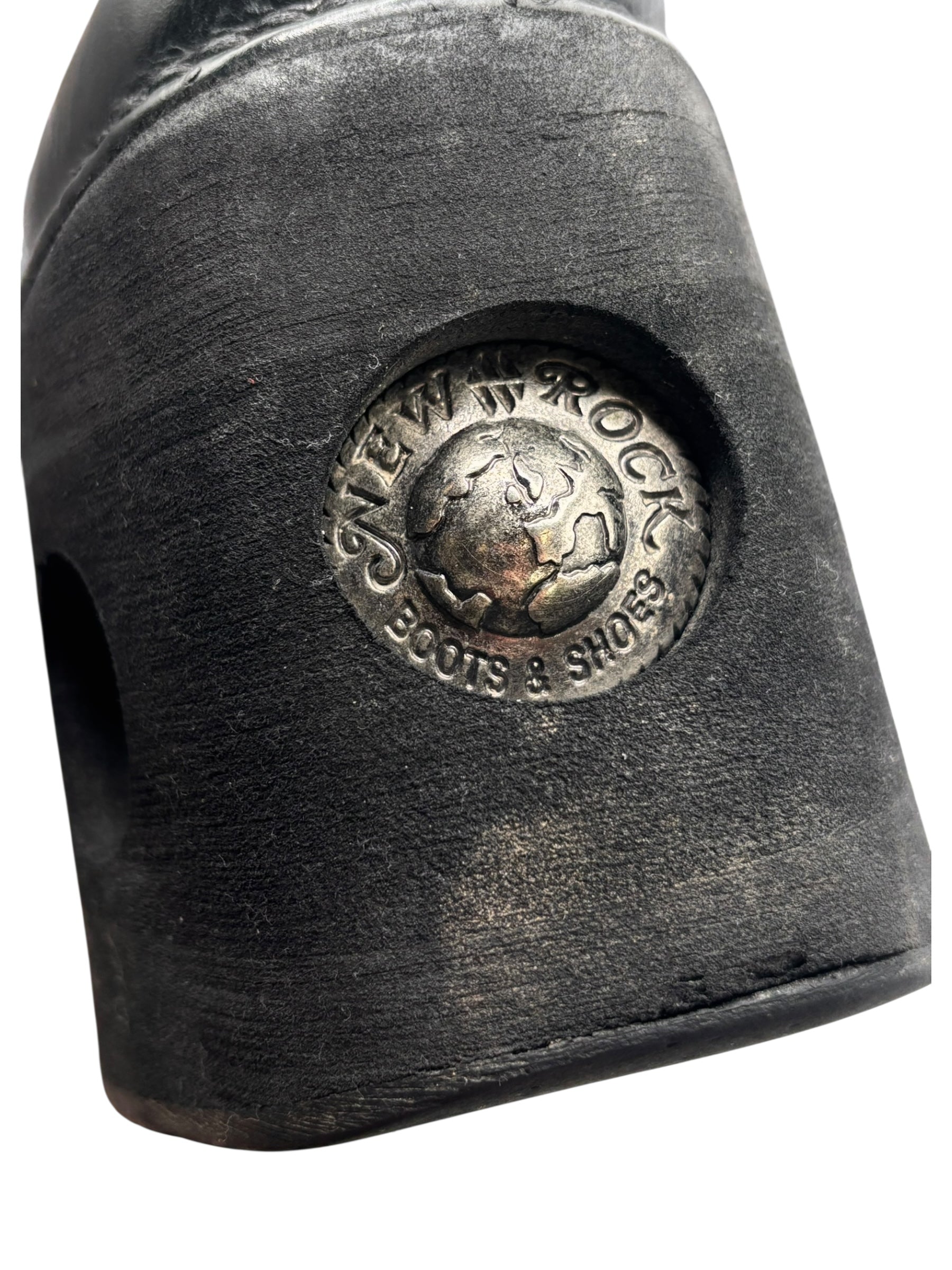 Vintage 90s New Rock jupiter black and yellow platform boots size 36