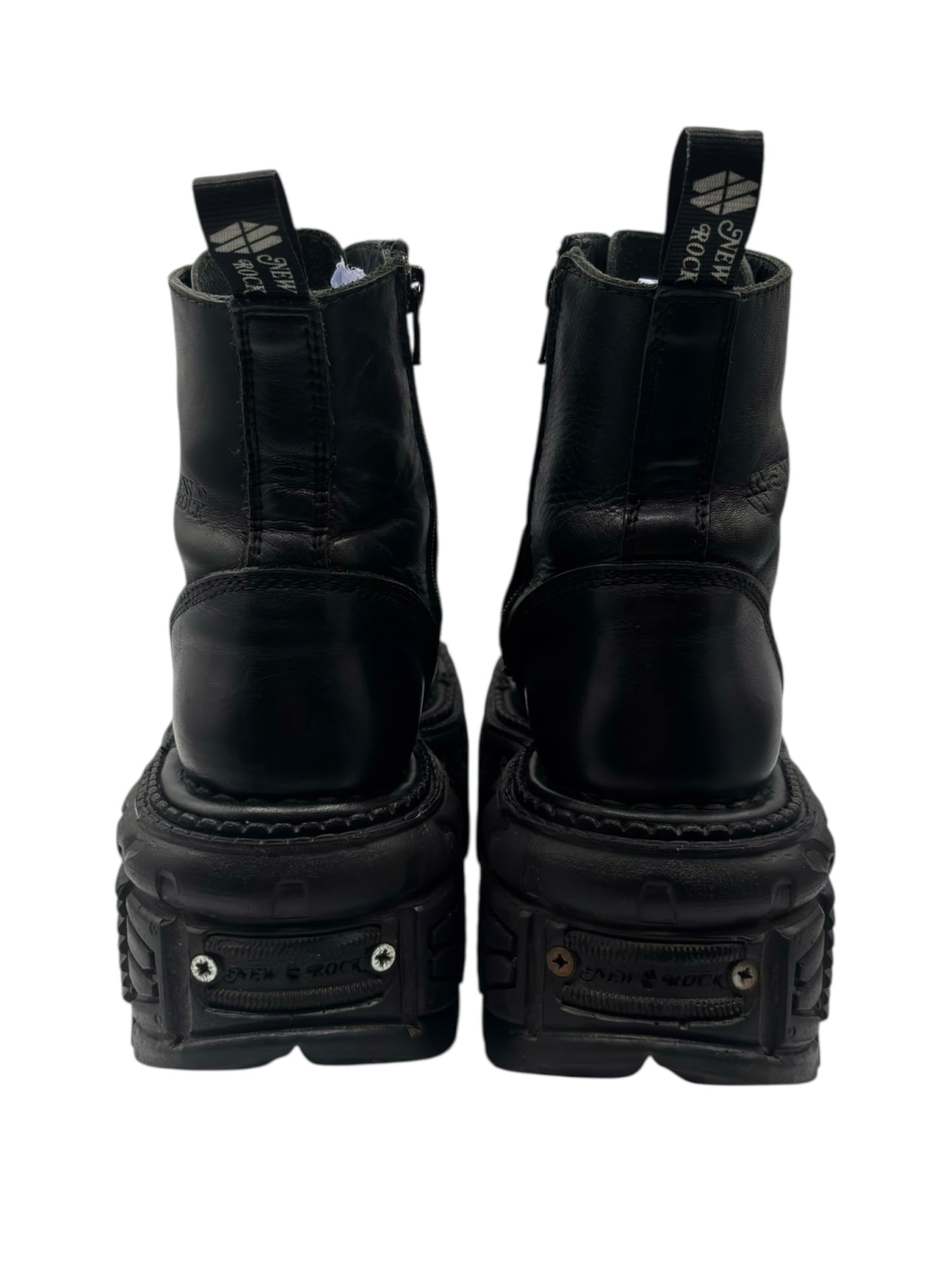 New Rock techno lace-up leather platform boots size 36