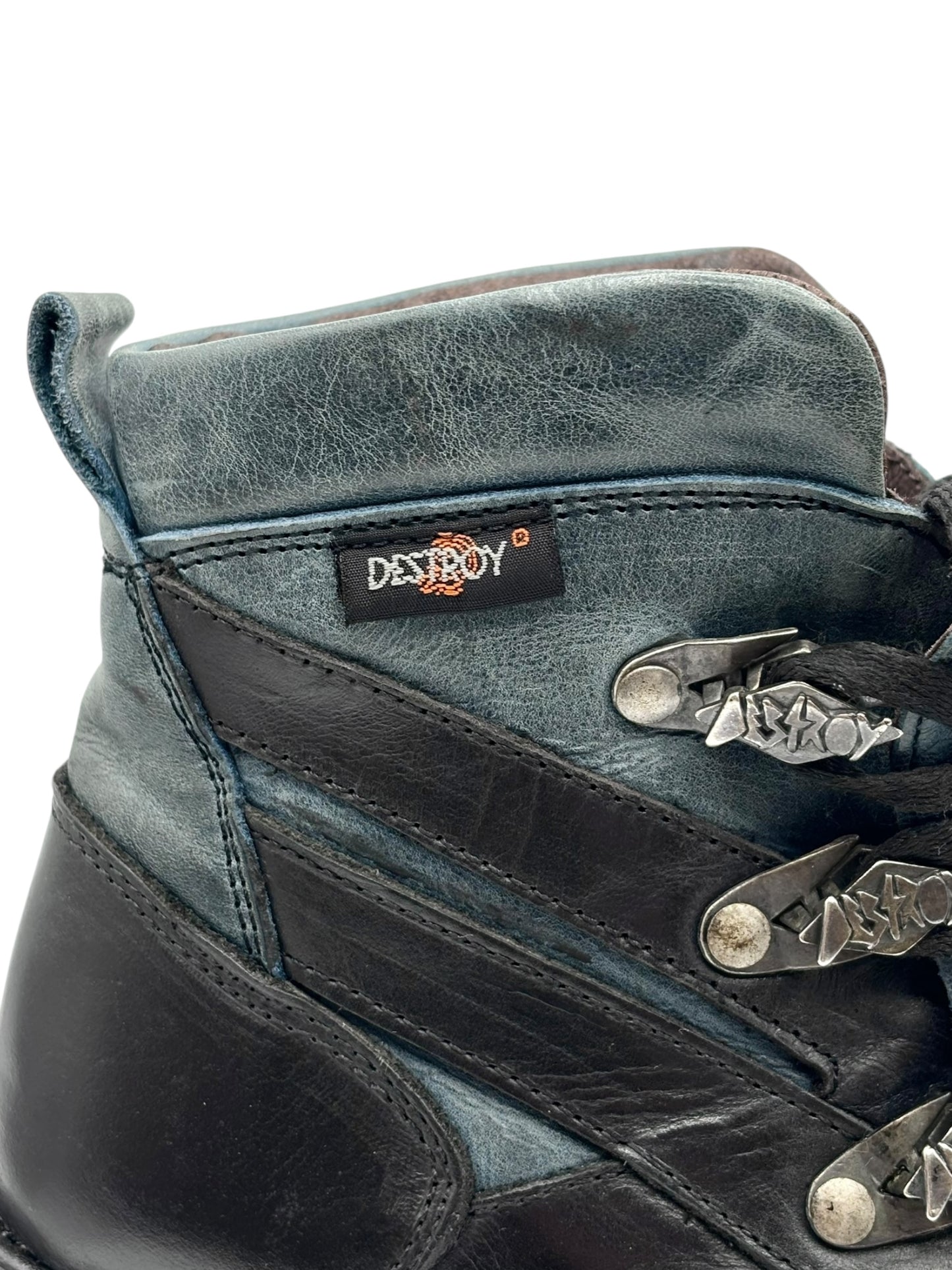 Vintage Destroy blue platform boots size 38