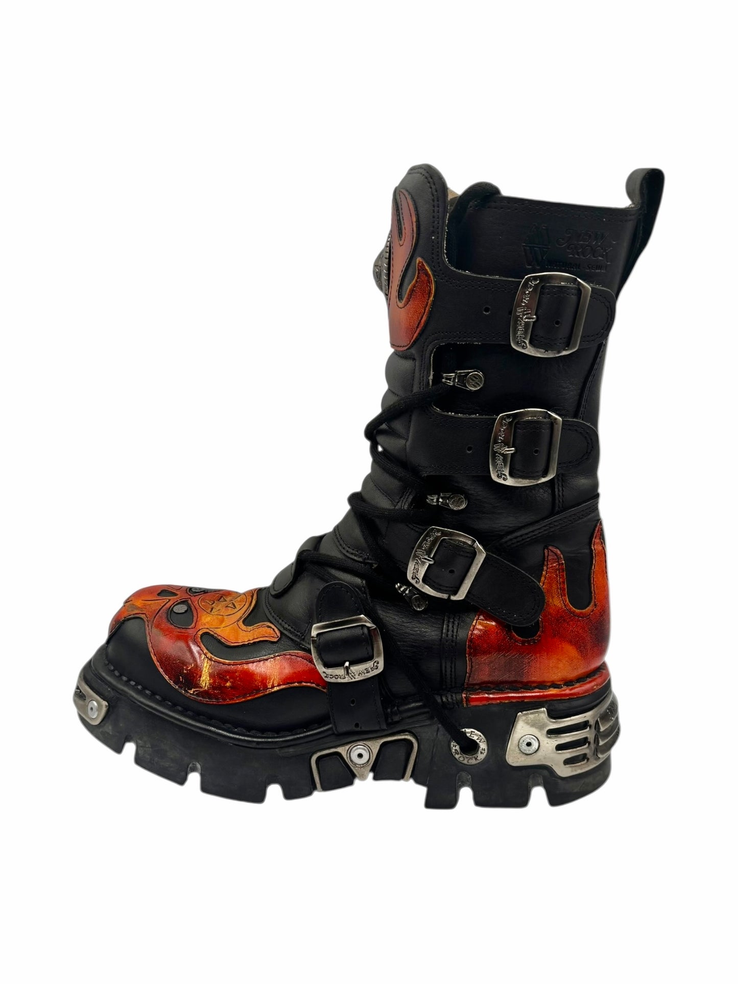 Vintage New Rock mid-calf flame reactor boots size 42