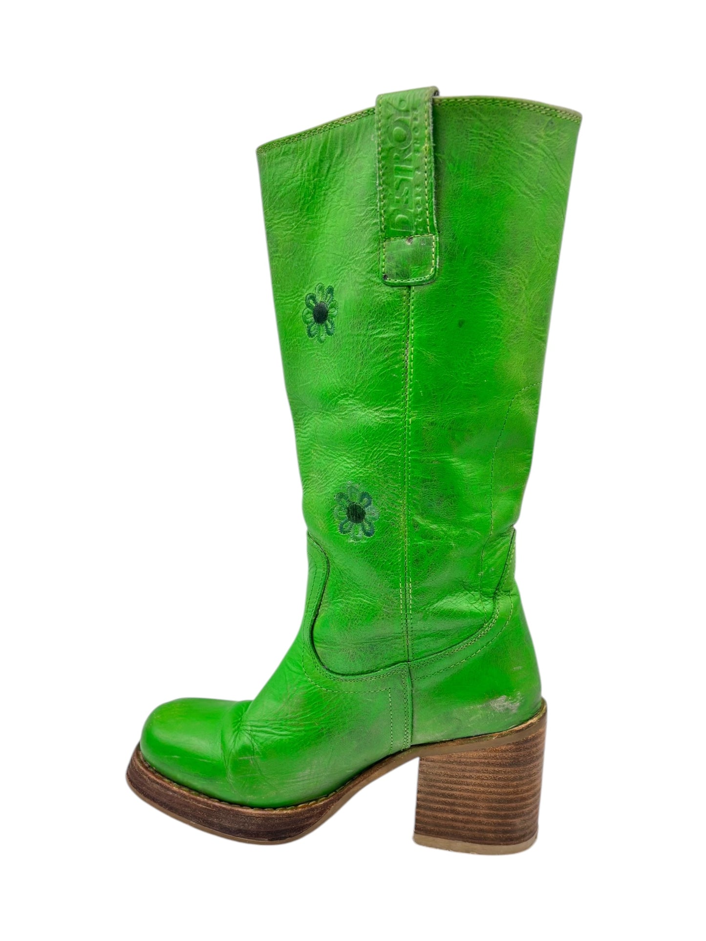 Vintage Destroy green leather boots size 37