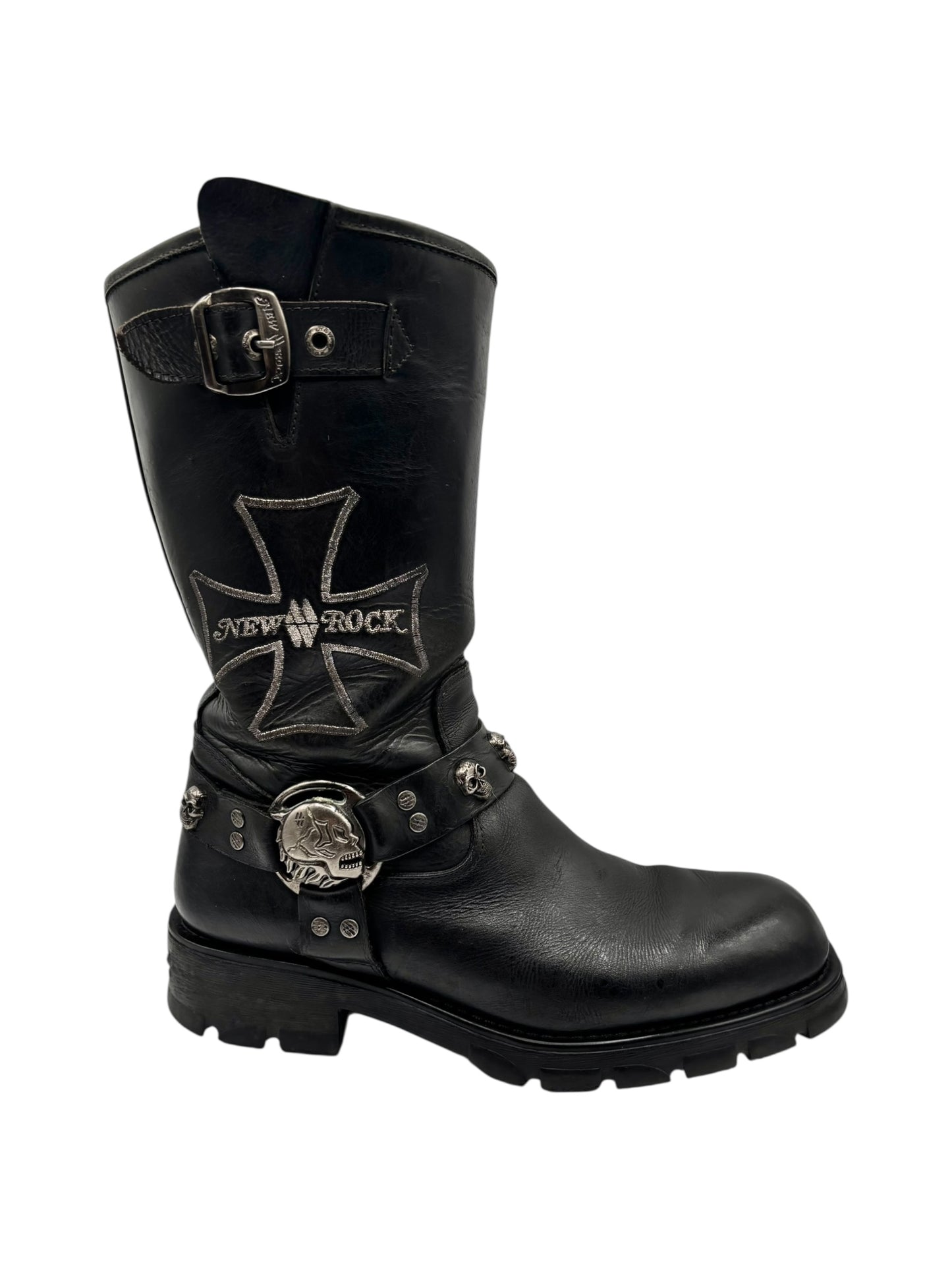 Vintage New Rock leather biker boots size 44