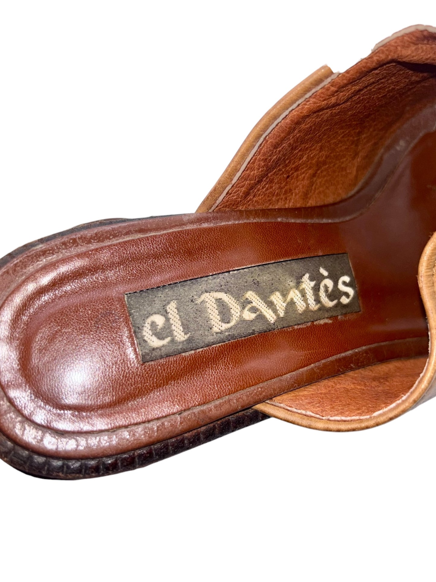 Vintage El Dantes brown block platform sandals size 36