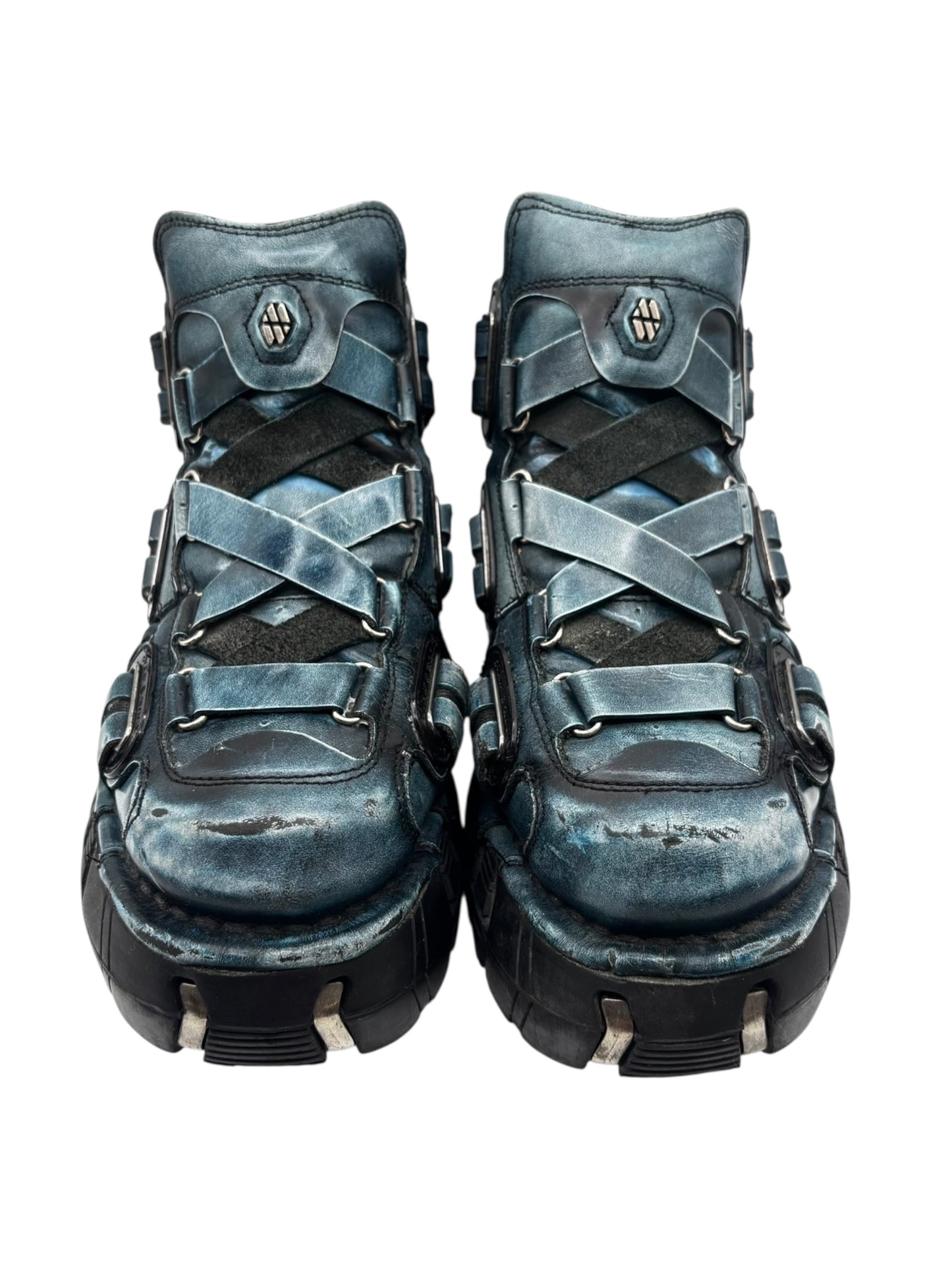 Vintage New Rock blue techno platform boots size 37