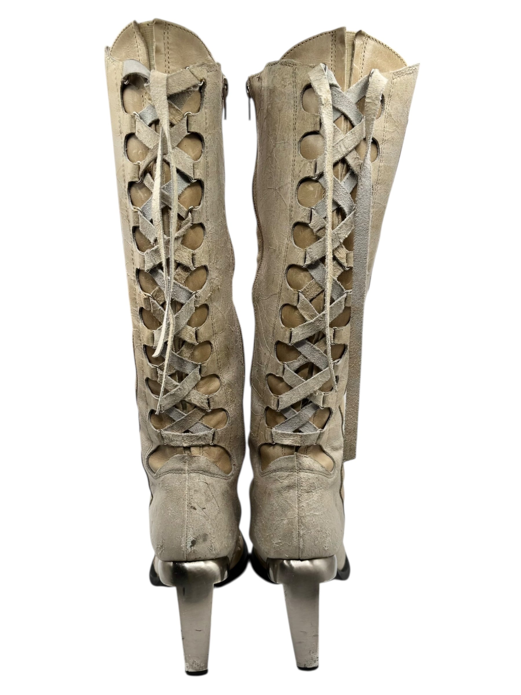 Beautiful vintage New Rock beige knee high boots size 40