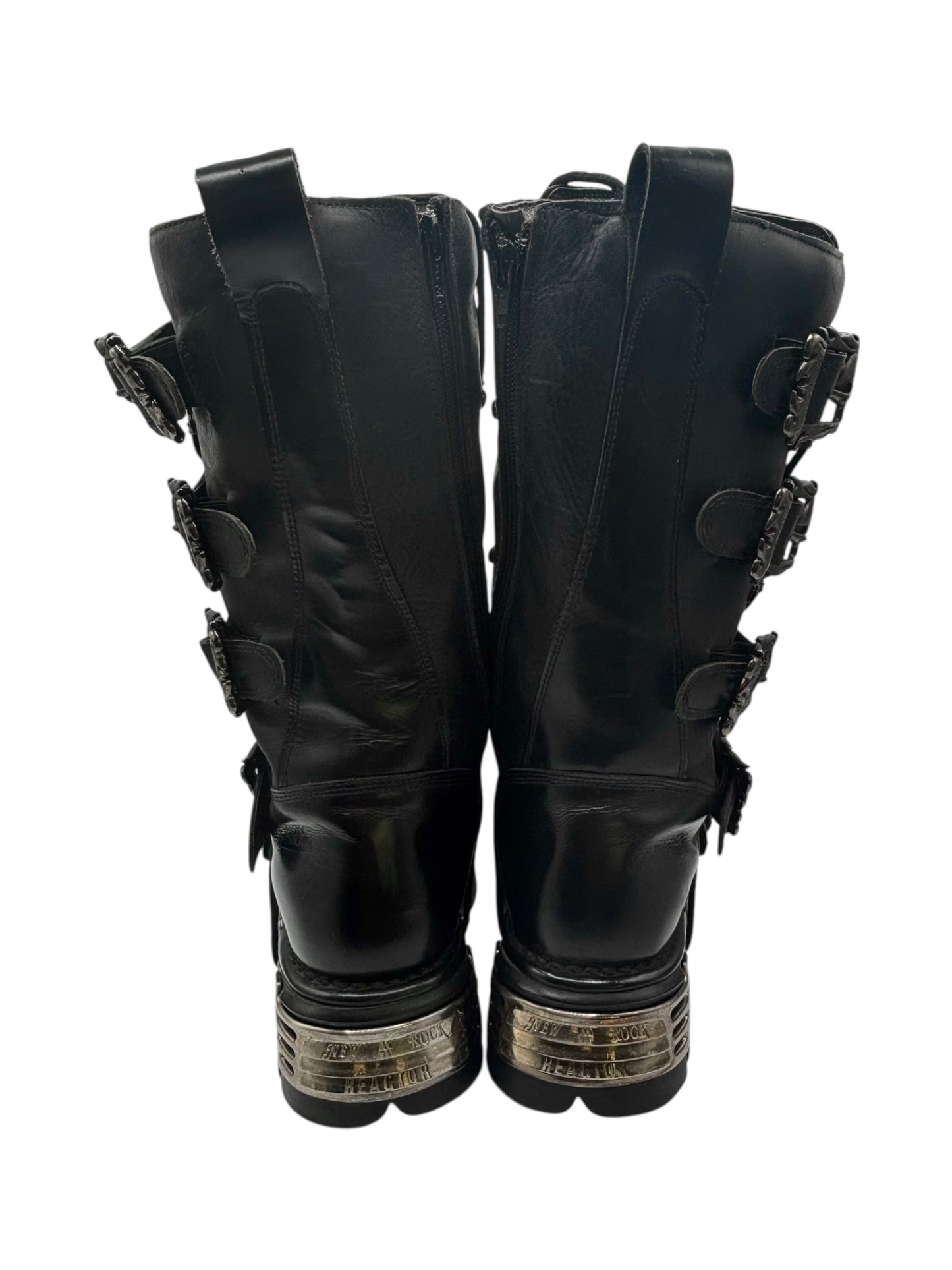 Vintage New Rock knee high leather cross boots size 41