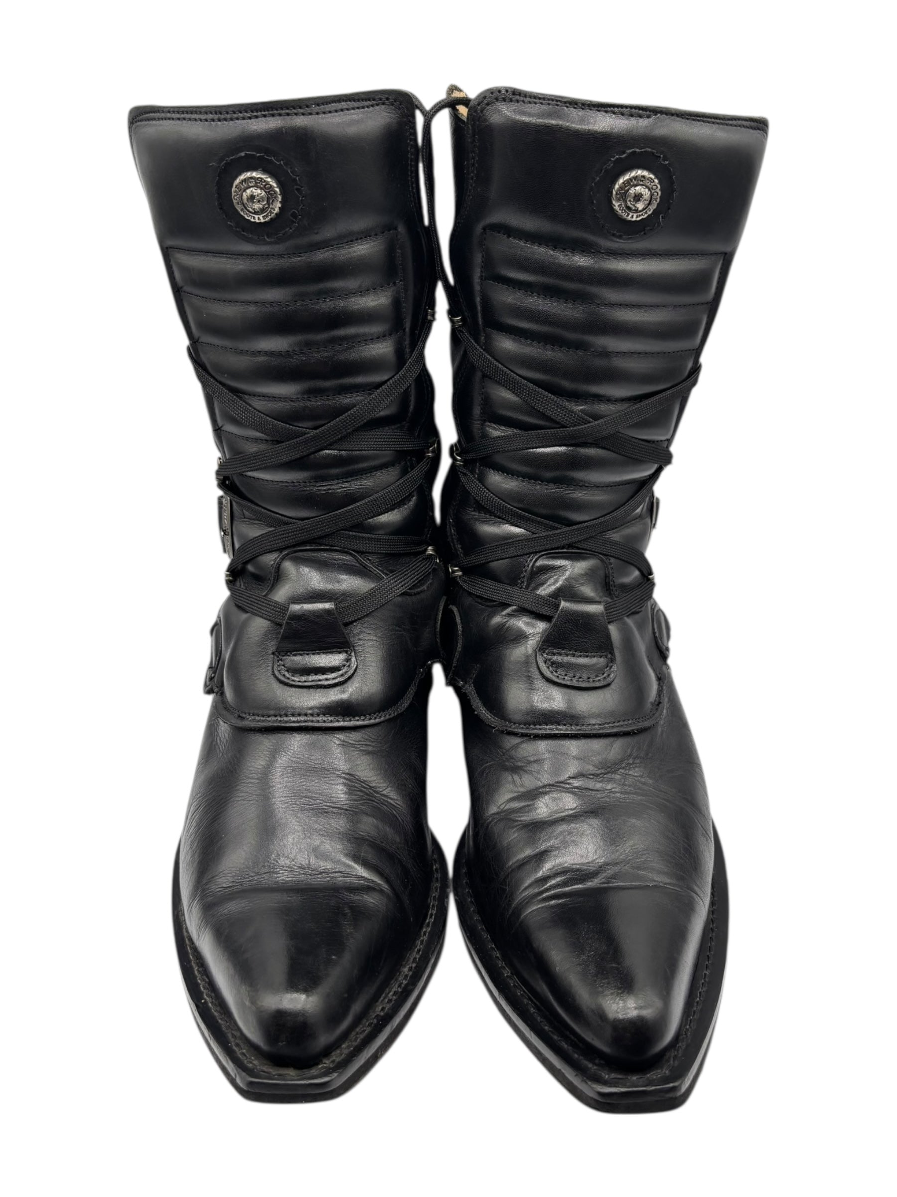 Beautiful vintage New Rock black leather cowboy boots size 44