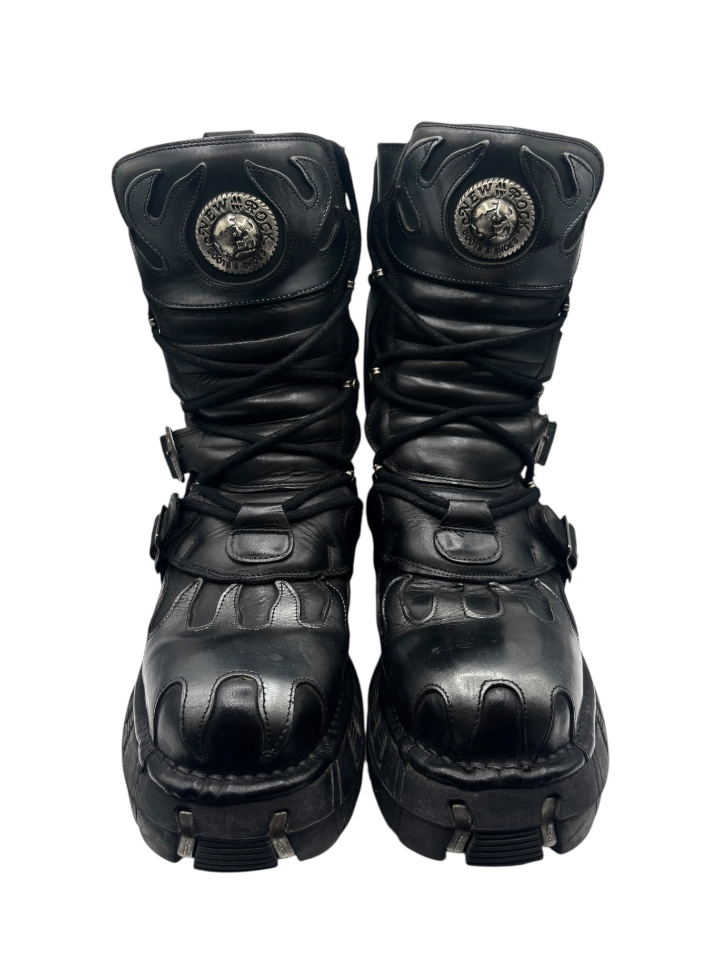 Vintage New Rock grey flame trailer platform boots size 42