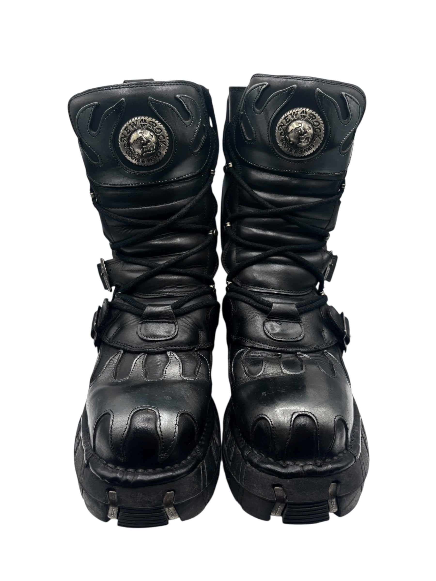 Vintage New Rock grey flame trailer platform boots size 42